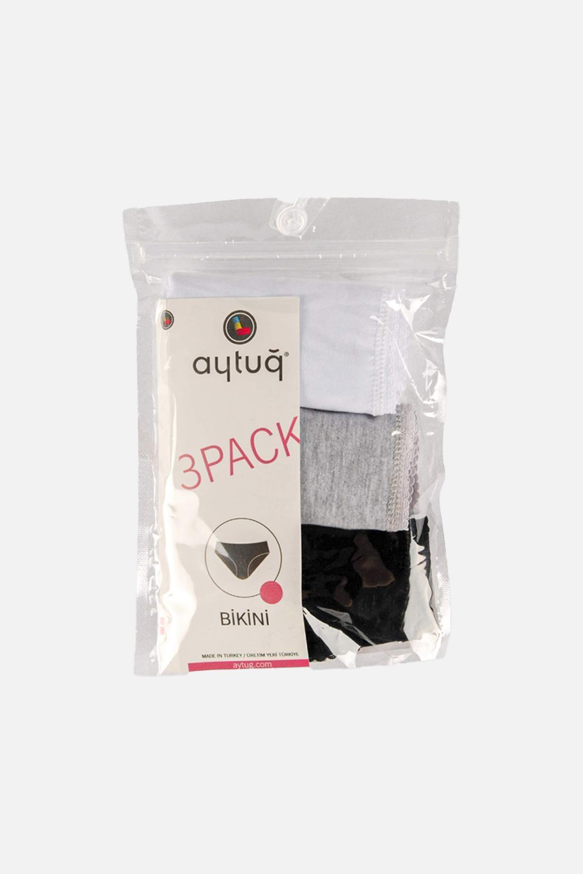 Aytuğ Kadın Pamuklu Orta Kalın 3 Renk Slip Külot 3'lü Paket-NWK4