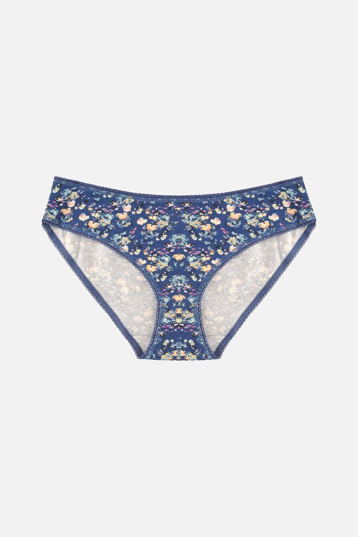Aytuğ Kadın Pamuklu Orta Kalın 3'lü Çok Renkli Slip Külot - Desen 5