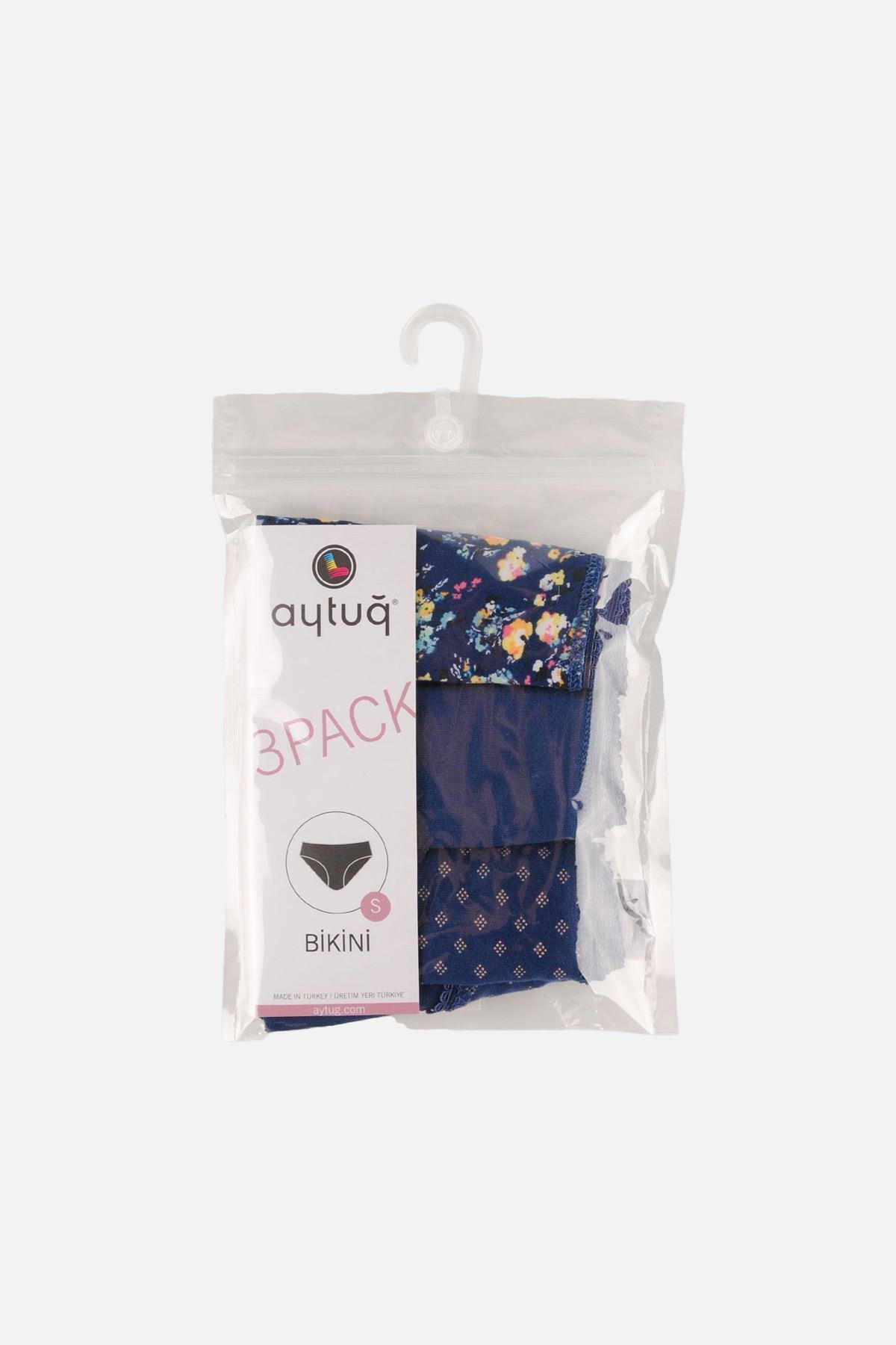 Aytuğ Kadın Pamuklu Orta Kalın 3'lü Çok Renkli Slip Külot - Desen 5