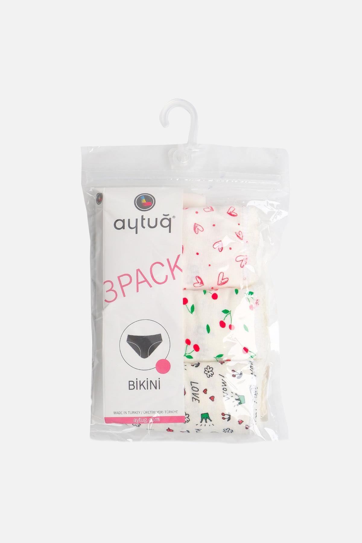 Aytuğ Kadın Pamuklu Orta Kalın Baskılı Slip Külot 3'lü Paket NWK6