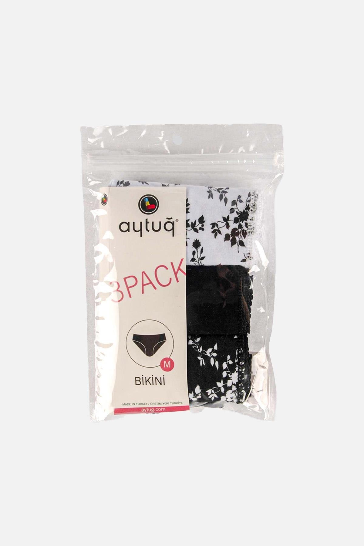 Aytuğ Kadın Pamuklu Orta Kalın Baskılı Slip Külot 3'lü Paket-NWK8