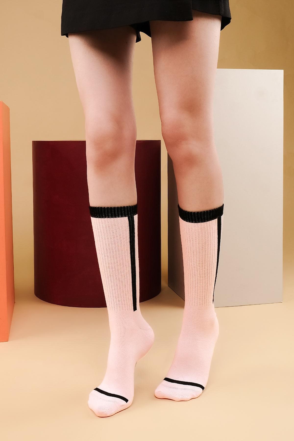 Aytuğ Kadın Pamuklu Tekli Kolej Çorabı Açık Pembe