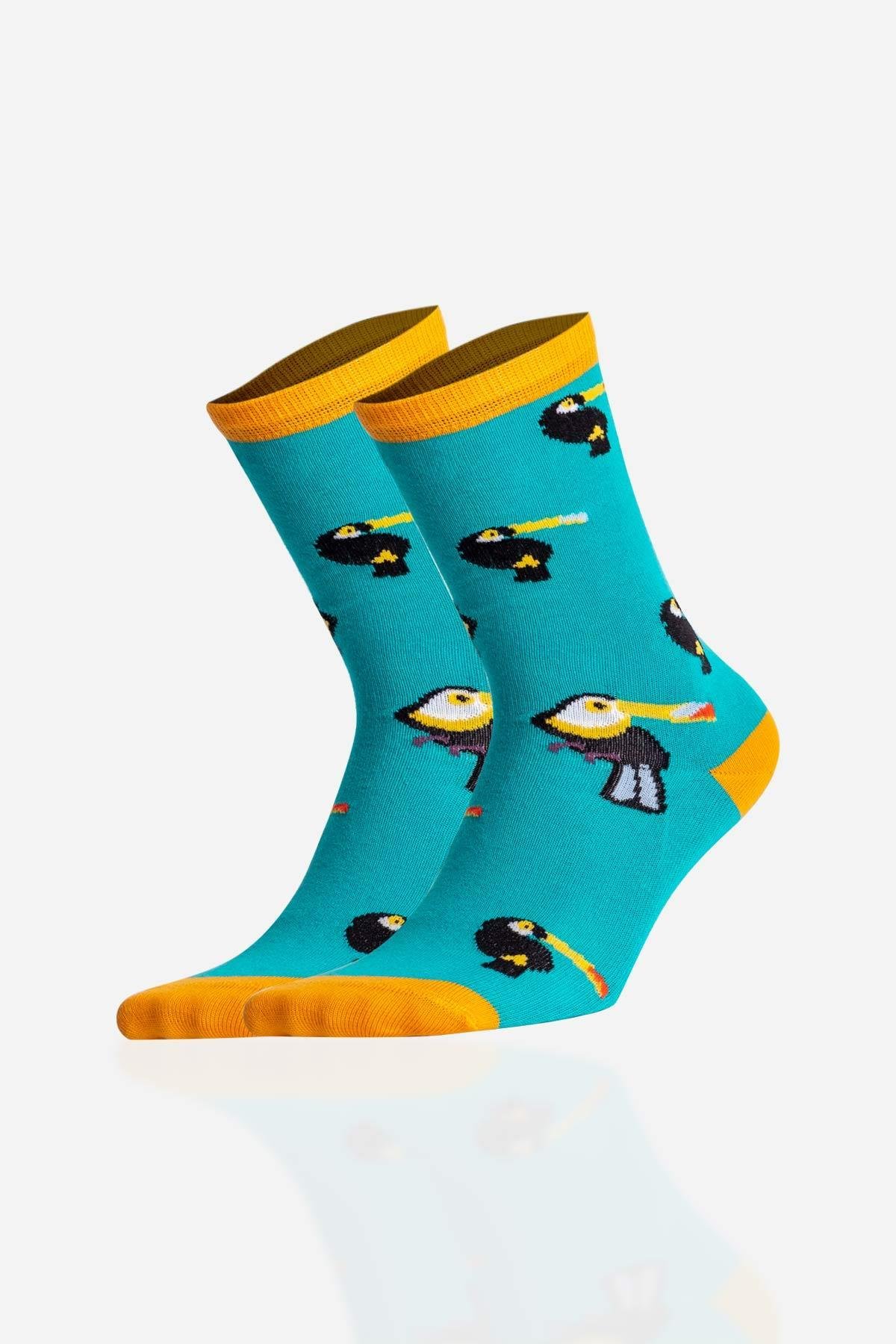 Aytuğ Women's Colorful Toucan Patterned Cotton Socks