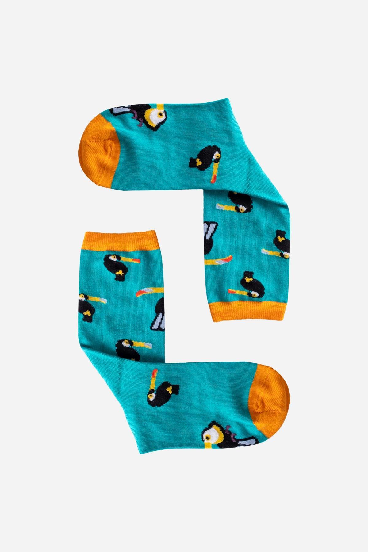 Aytuğ Women's Colorful Toucan Patterned Cotton Socks