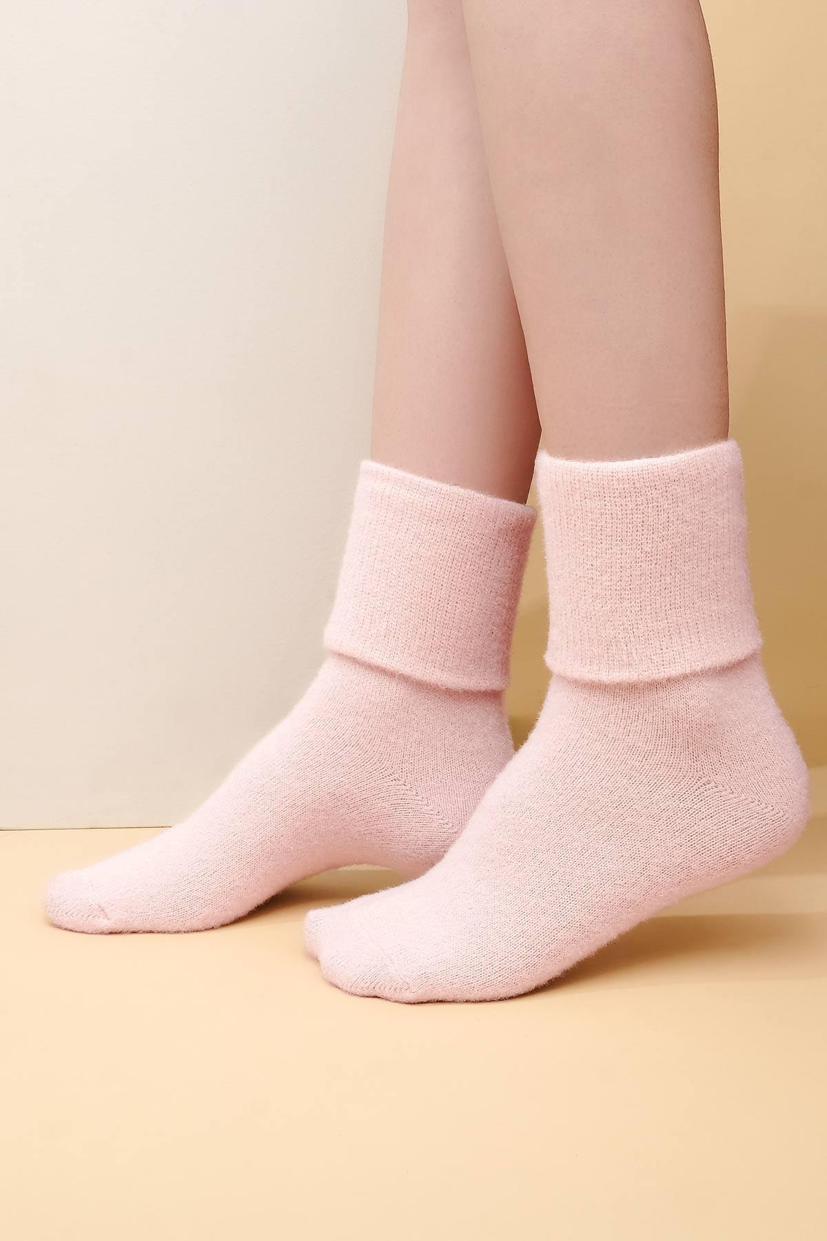 Aytuğ Kadın Soft Peluş Termal Tekli Pembe Soket Çorap