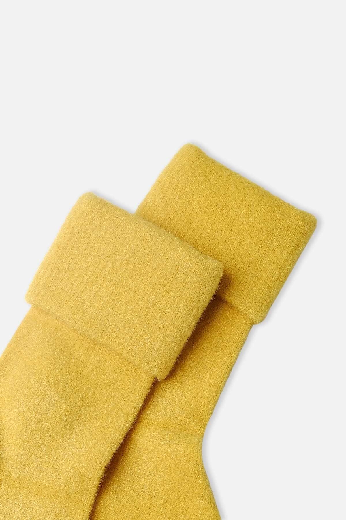 Aytuğ Kadın Soft Peluş Termal Tekli Soket Çorap Koyu Sarı