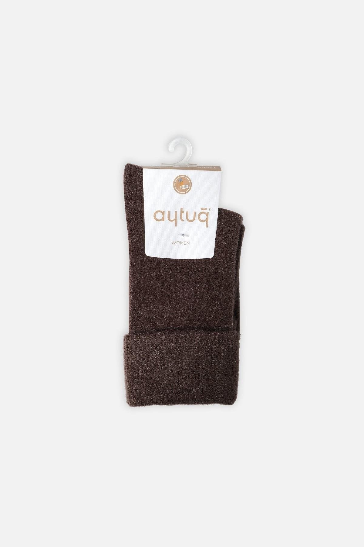 Aytuğ Kadın Soft Peluş Termal Tekli Soket Çorap Kahverengi
