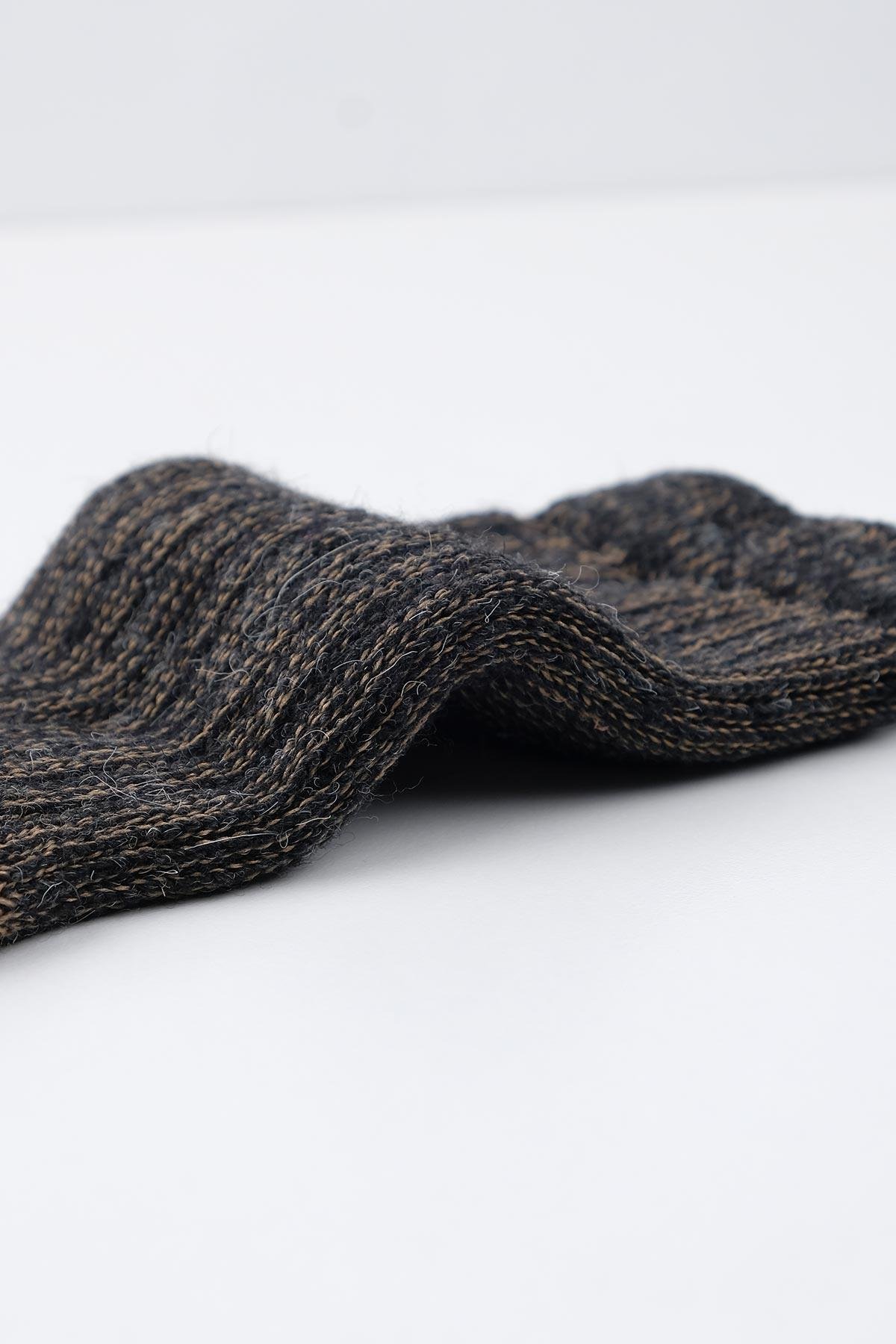 Aytug Unisex Alpaca Wool for Winter Anthracite/Beige Socket Sock – A-6006-A/B
