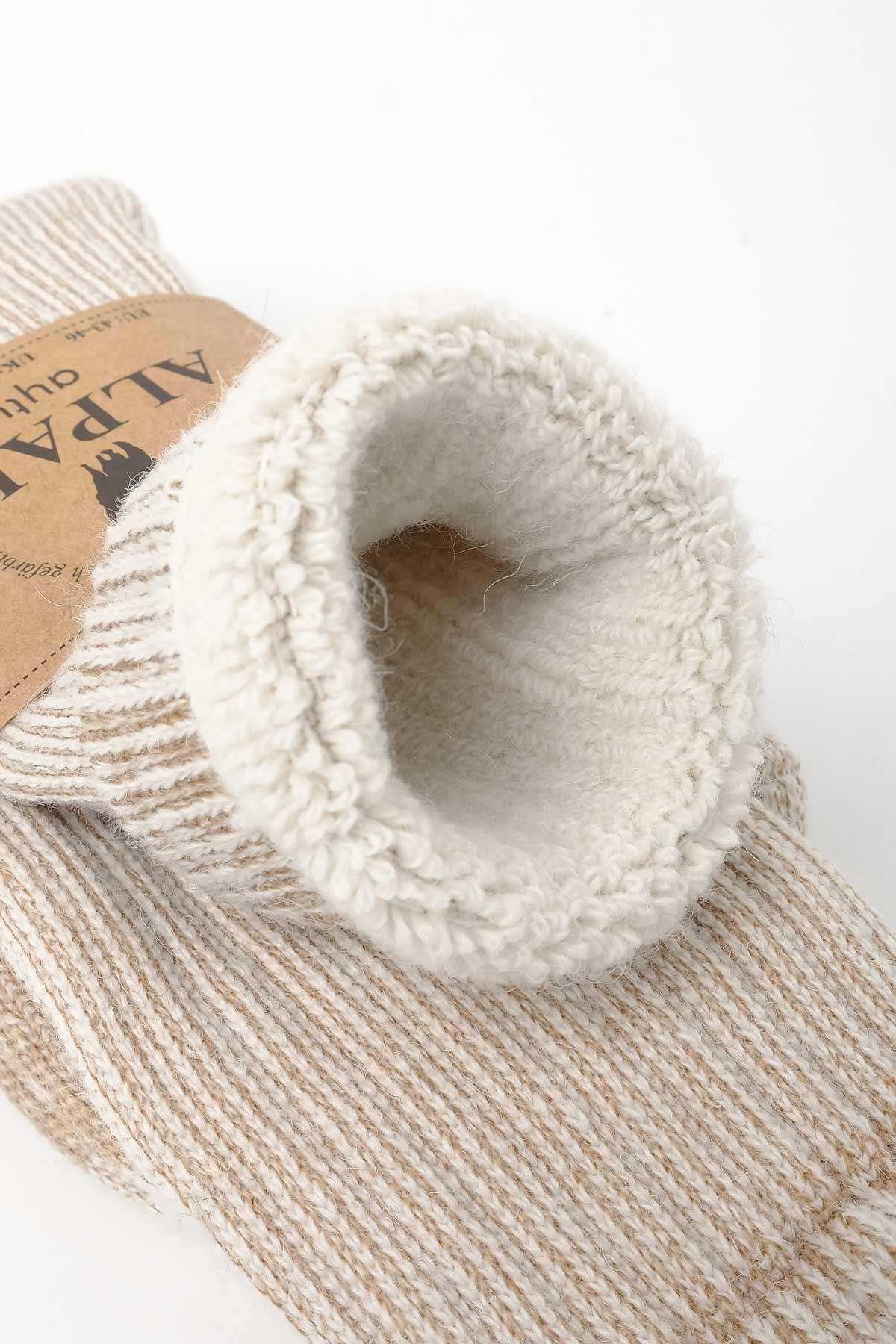 Aytug Unisex Alpaca Wool for Winter Ecru/Beige Socket Sock – A-6006-E/B