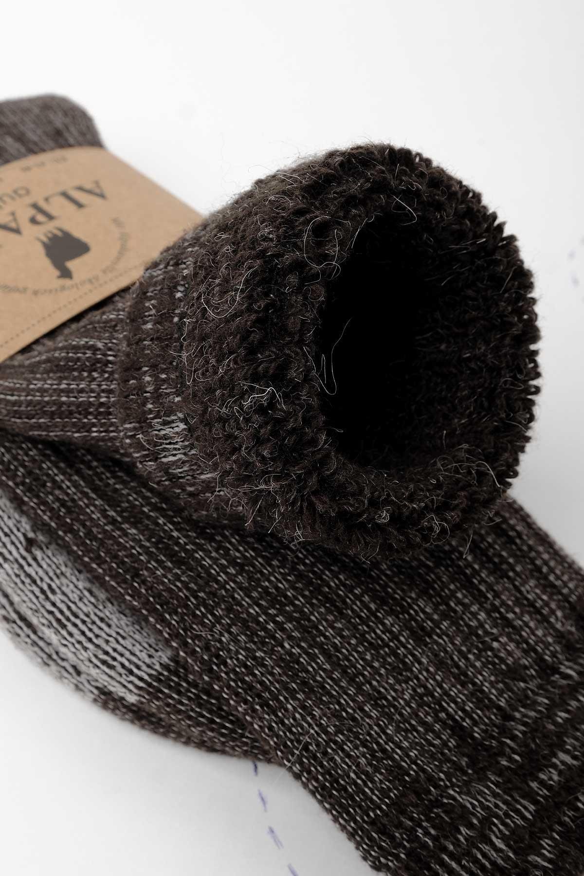 Aytug Unisex Alpaca Wool for Winter Brown/ Ecru Socket Sock – A-6006-K/E