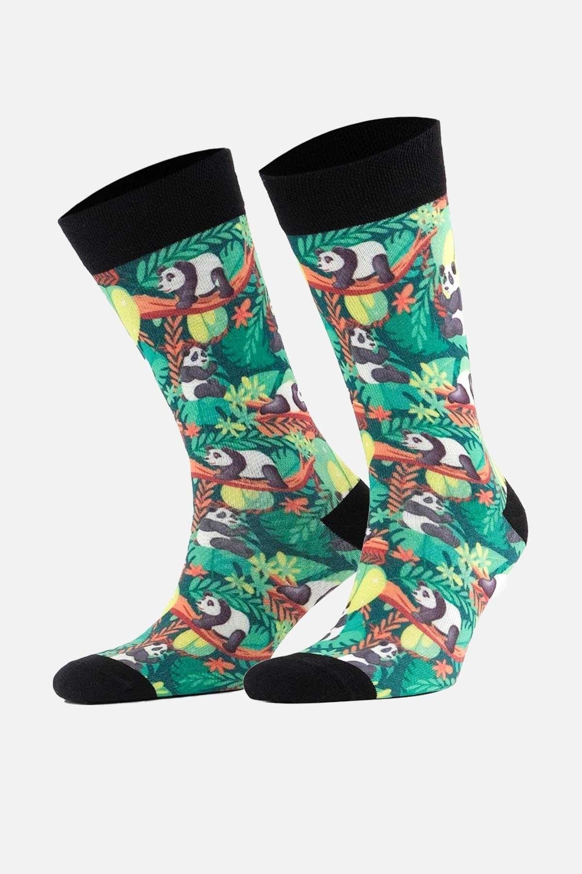 Aytuğ Unisex Pamuklu Panda Desenli Eğlenceli Soket Çorabı Panda Desenli