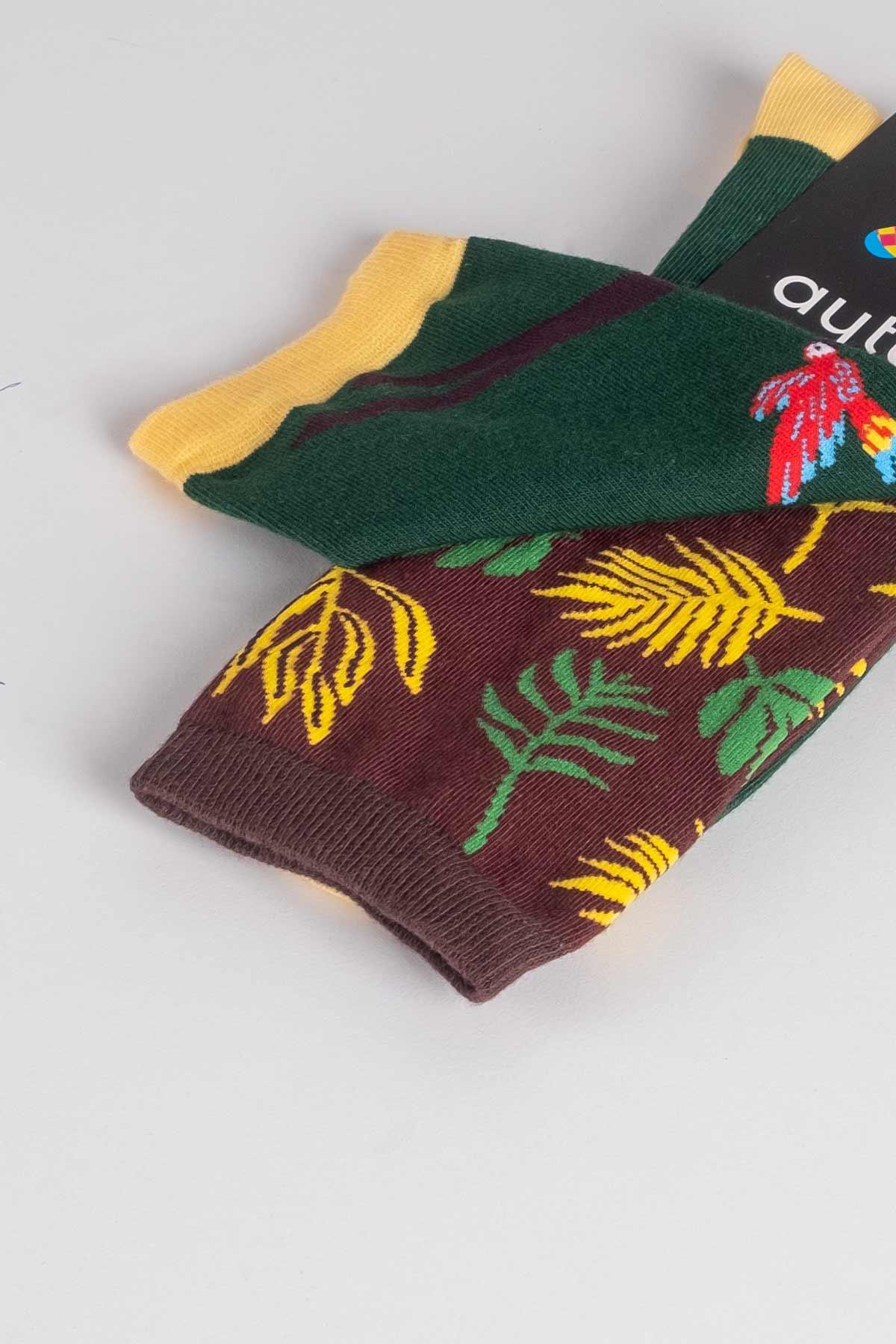 Aytuğ Unisex-Baumwollsocken mit Vogelmuster – Einzelpaar