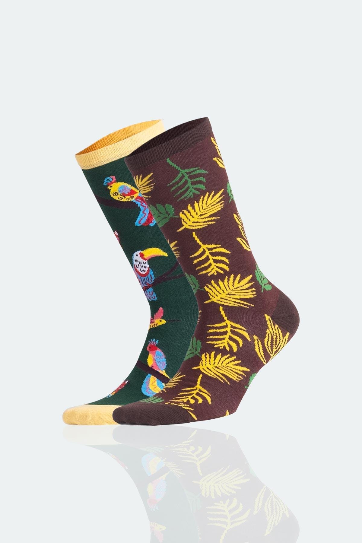 Aytuğ Unisex-Baumwollsocken mit Vogelmuster – Einzelpaar