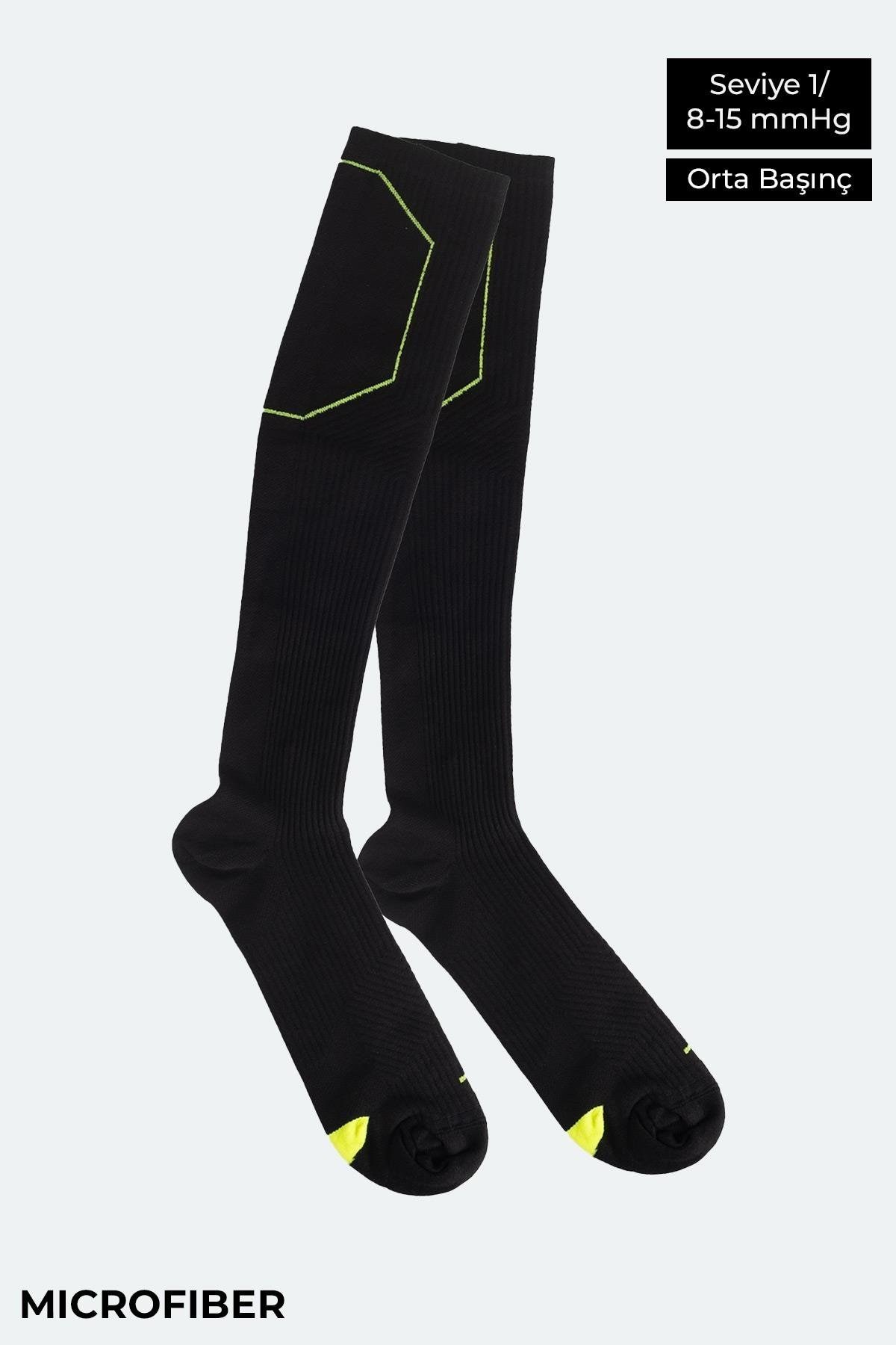 Aytuğ Unisex Sıkılaştırıcı Diz Üstü Koşu Ve Spor Çorabı Siyah