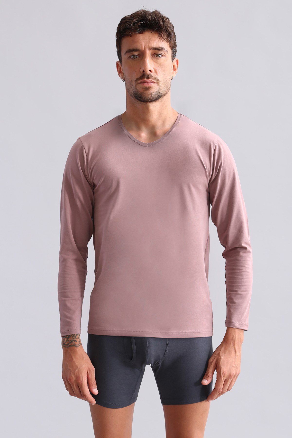 BAMBU HERCULES Slim Fit V Yaka Uzun Kollu Erkek  Fanila Lavender