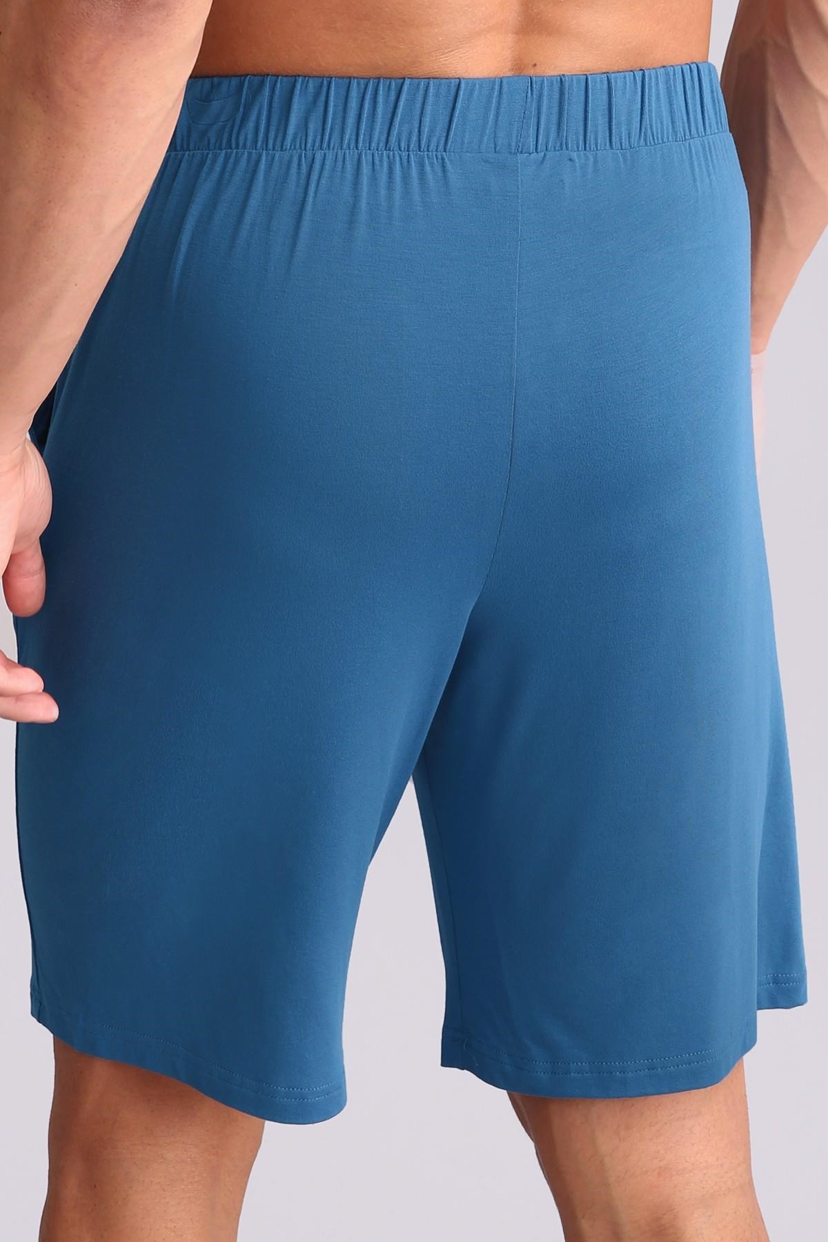 Erkek Modal Şort Pijama Koyu Lacivert