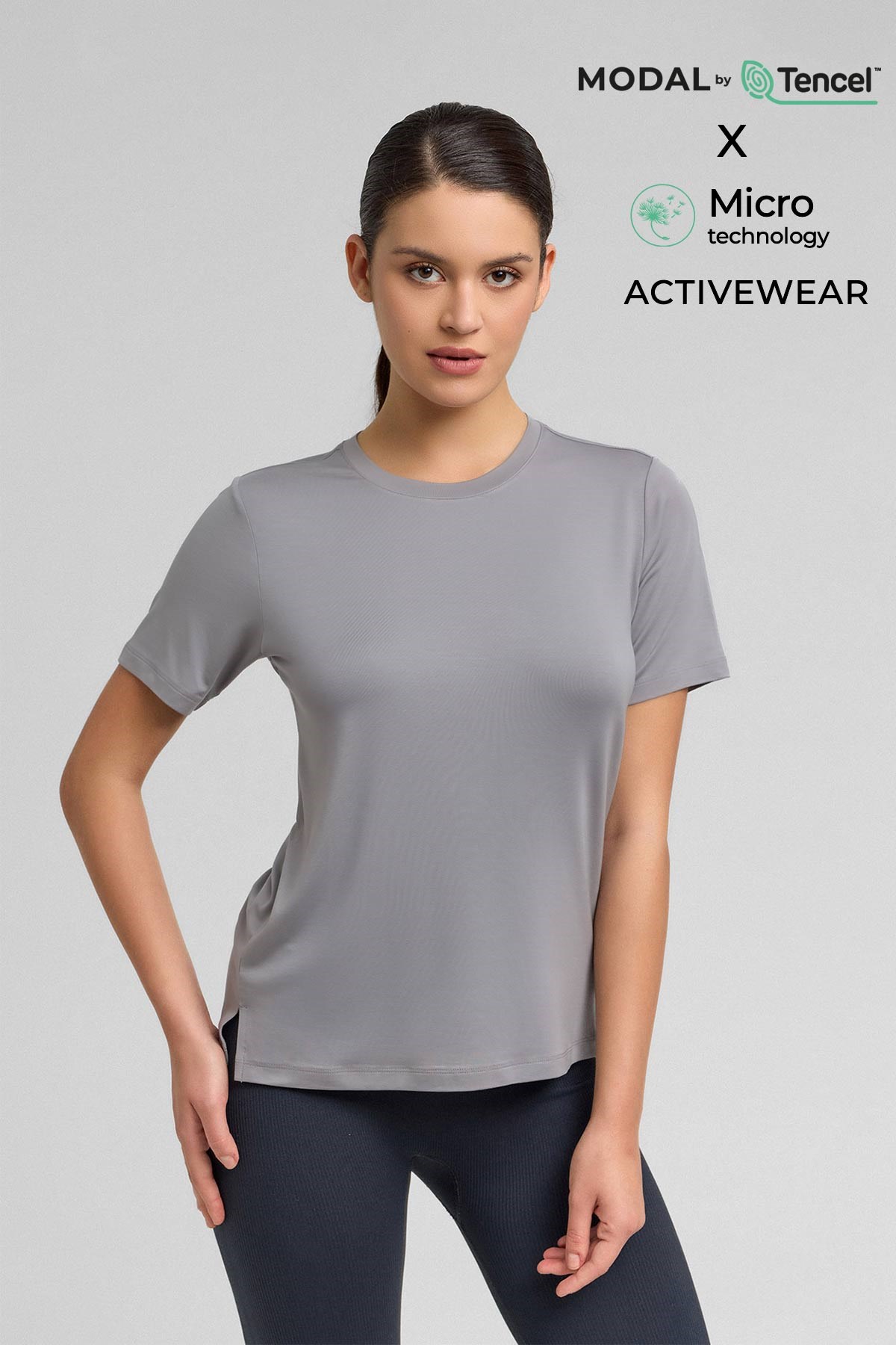 Kadın Zeta Modal by Tencel Tişört Gri