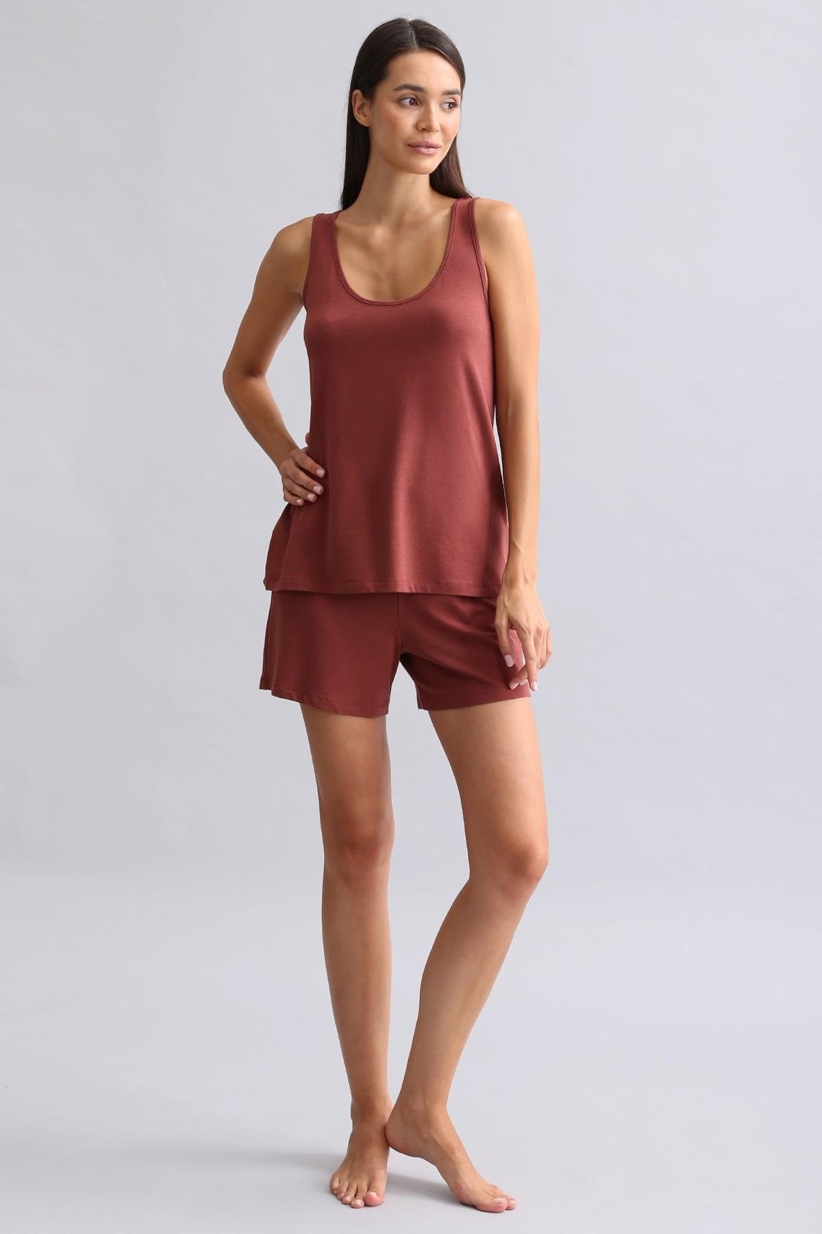 Kadın Bambu Regular Pijama Üst Bordo