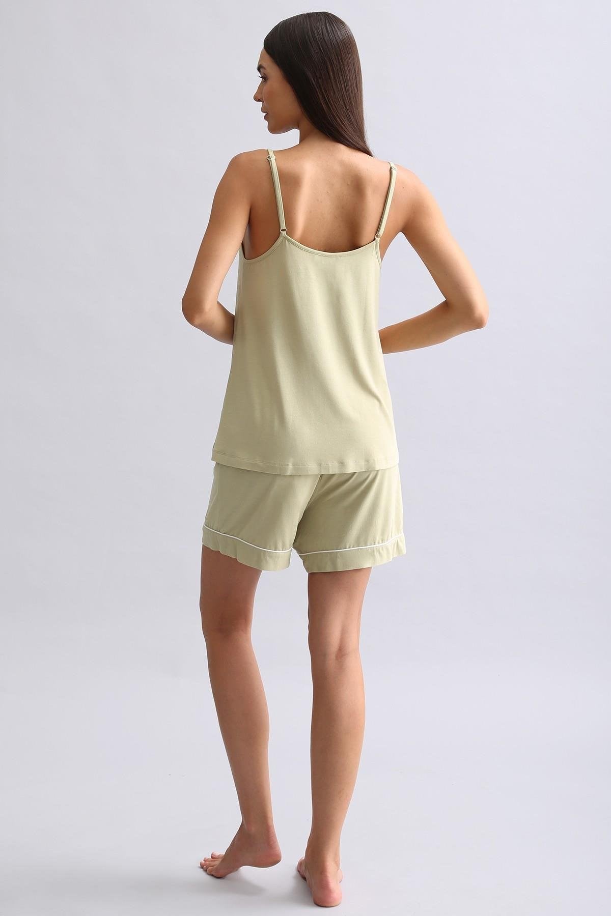 Kadın Modal İnce Askılı Pijama Üst Adaçayı Yeşili