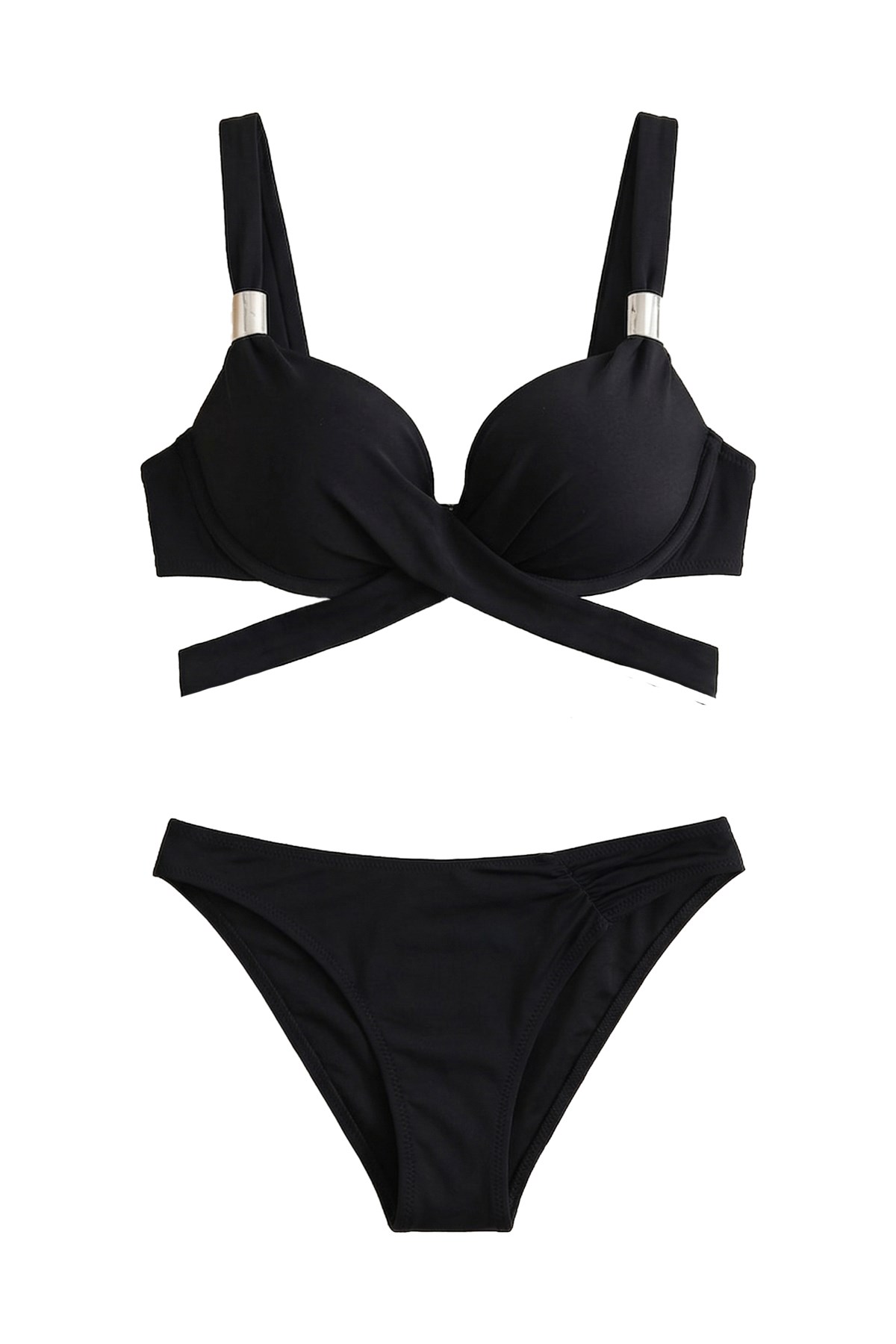 Mısırlı Aksesuarlı Double Dolgulu Bikini Takım Siyah