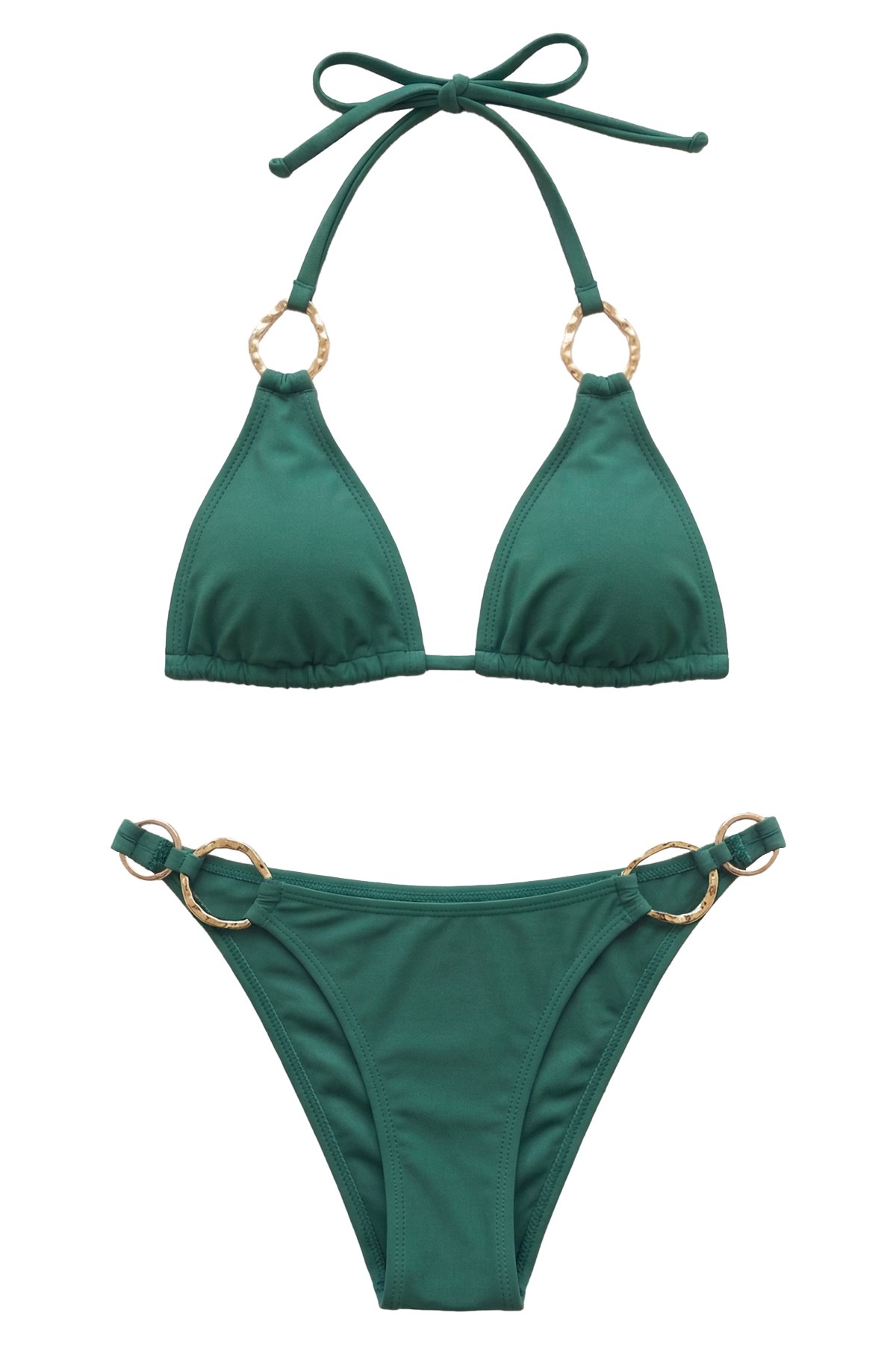 Mısırlı Aksesuarlı Üçgen Bikini Takım Yeşil