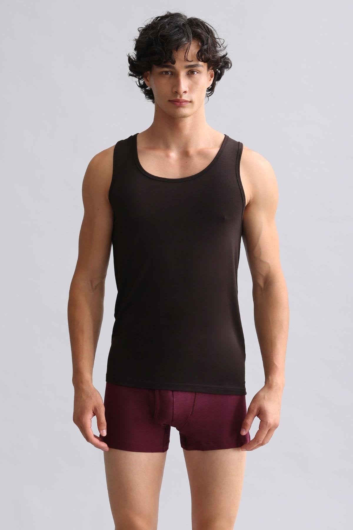 Mısırlı BAMBU HERCULES Slim Fit Basic Atlet Kahverengi
