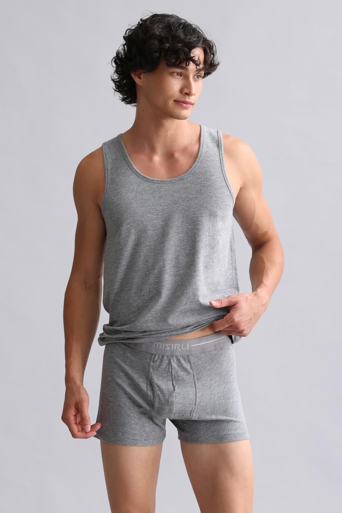 Mısırlı BAMBU HERCULES Slim Fit Basic Atlet Gri Melanj