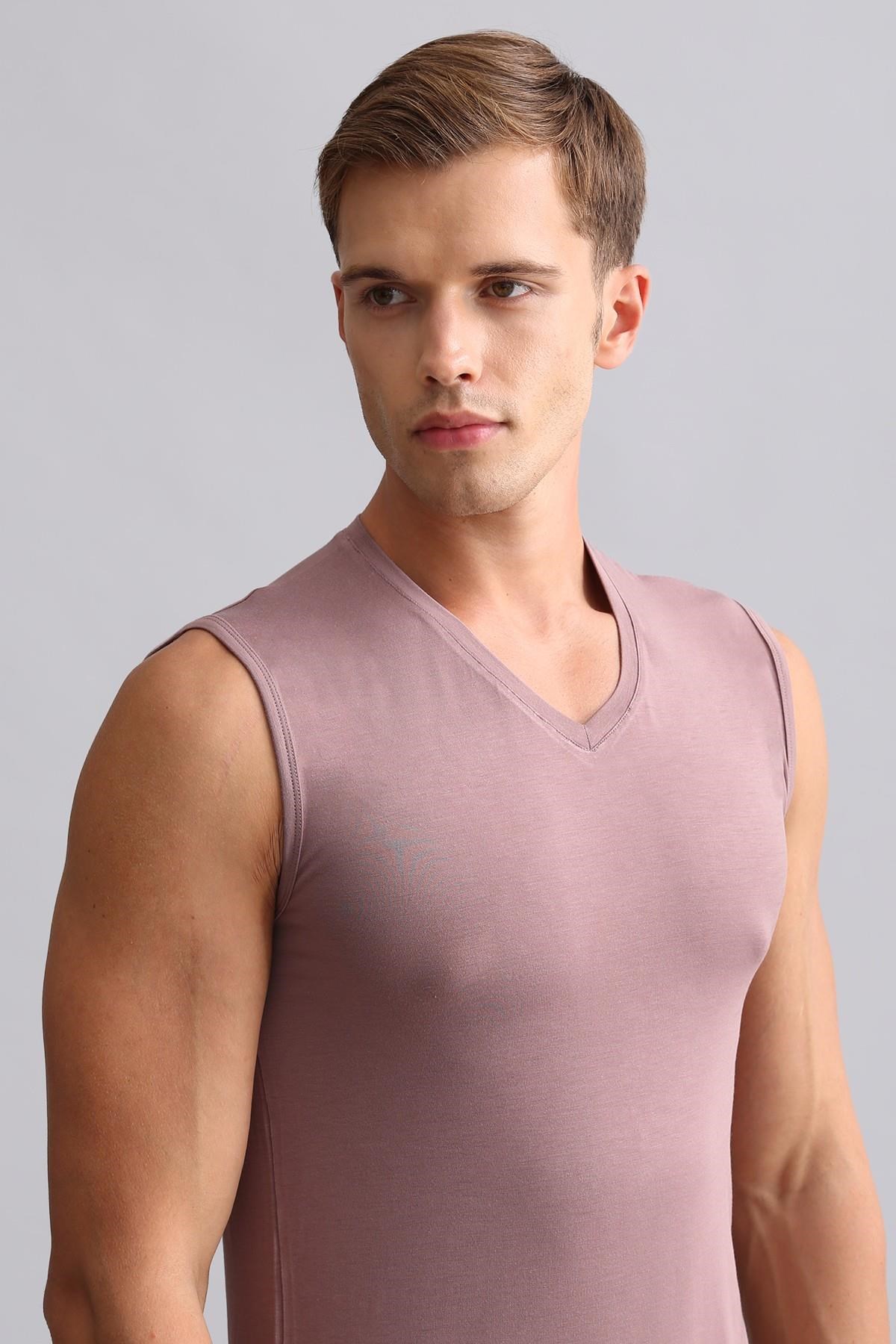 Mısırlı BAMBU HERCULES Slim Fit V Yaka Sporcu Atlet / T-Shirt Lavender