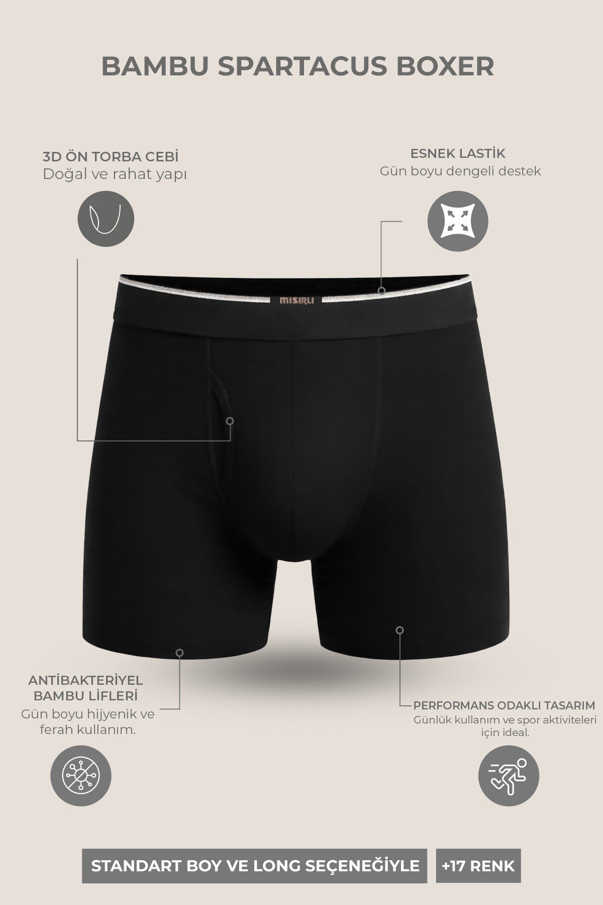 Mısırlı BAMBU SPARTACUS PERFORMANCE Long Boxer Hardal