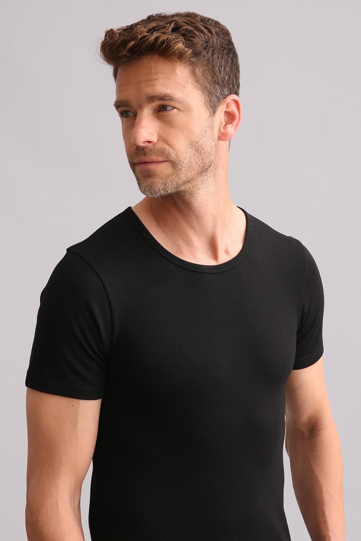 Mısırlı BAMBU TERMAL Bisiklet Yaka Fanila / T-Shirt Siyah