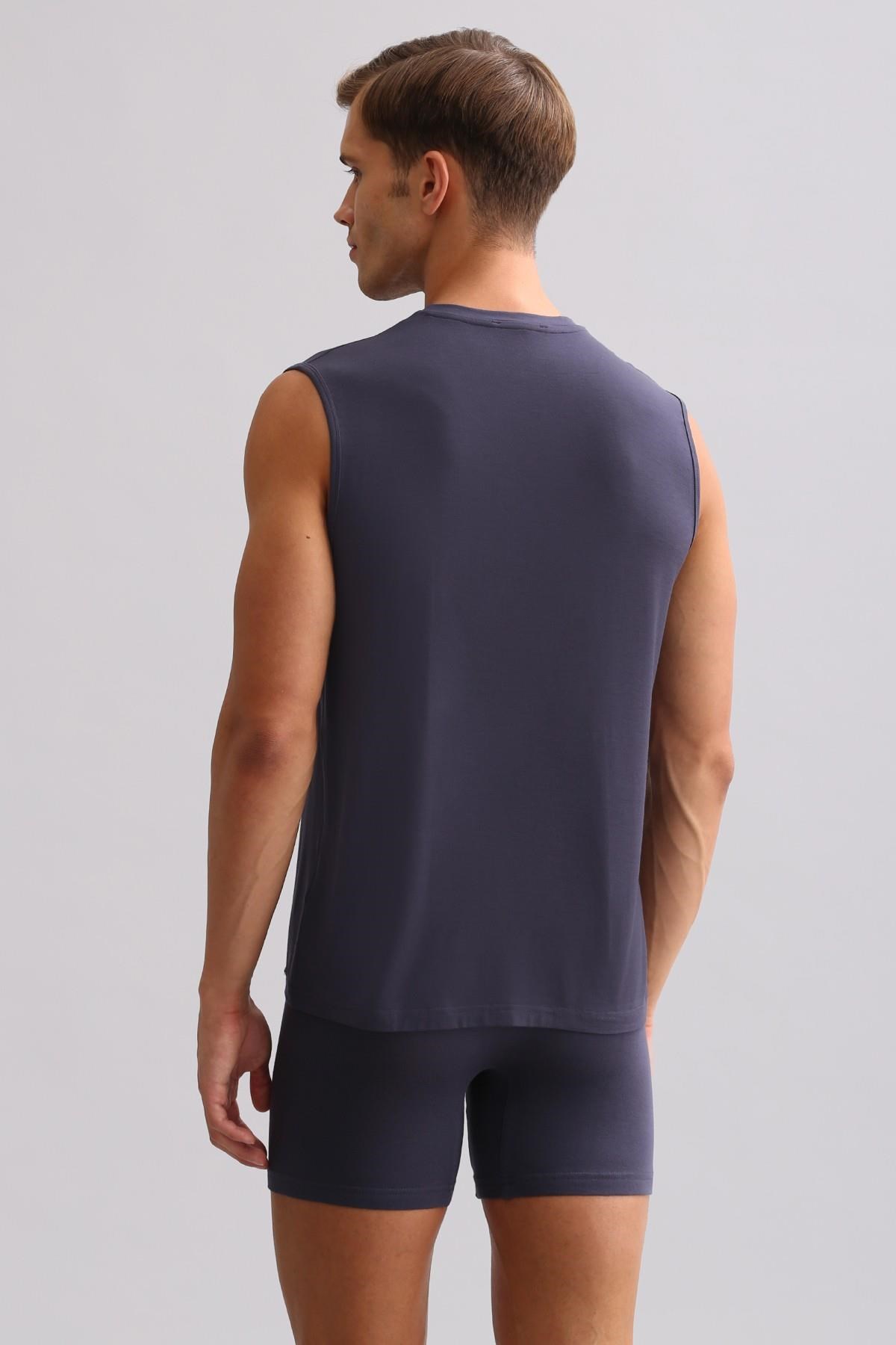 Mısırlı BAMBU ZEUS LUXURY Regular Fit V Yaka Sporcu Atlet / T-Shirt Antrasit