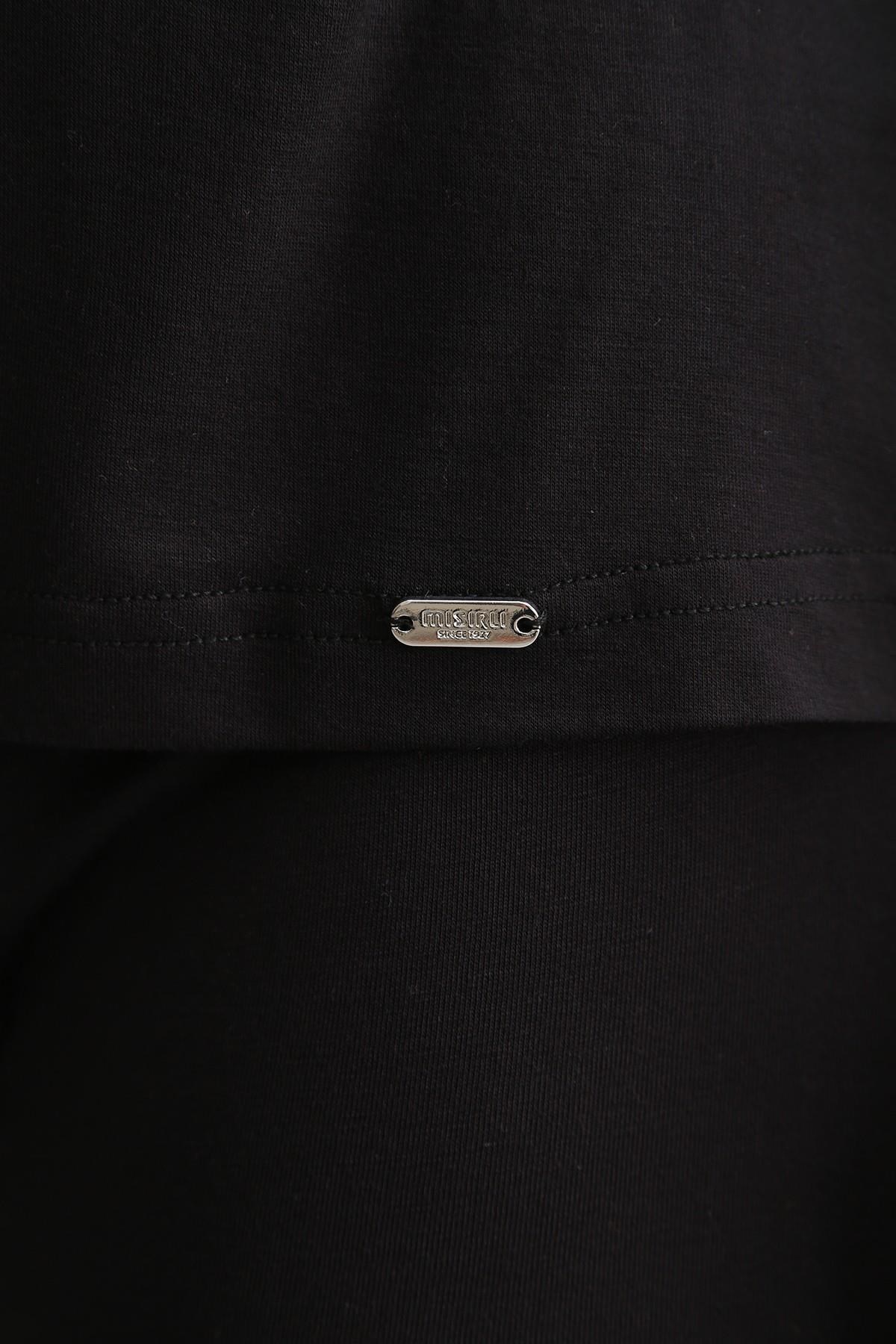 Mısırlı BAMBU ZEUS LUXURY Regular Fit V Yaka Sporcu Atlet / T-Shirt Siyah