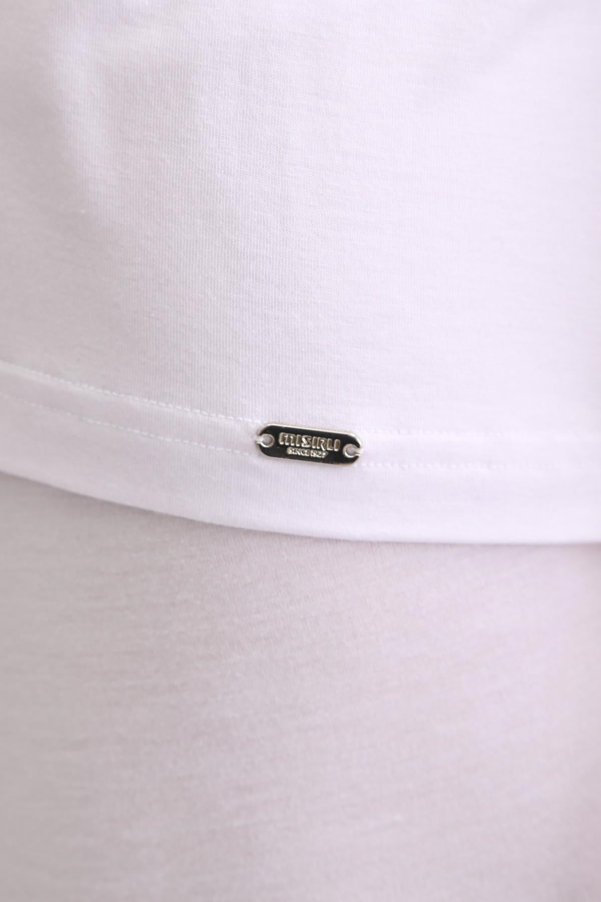 Mısırlı BAMBU ZEUS LUXURY Regular Fit V Yaka Fanila / T-Shirt Beyaz