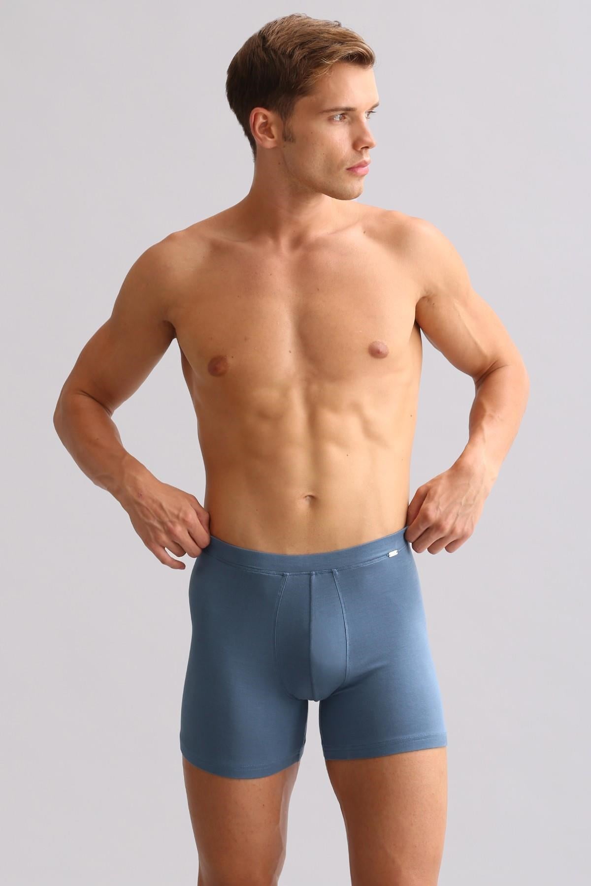 Mısırlı BAMBU ZEUS LUXURY Regular Fit Metal Armalı Long Boxer Gece Mavisi