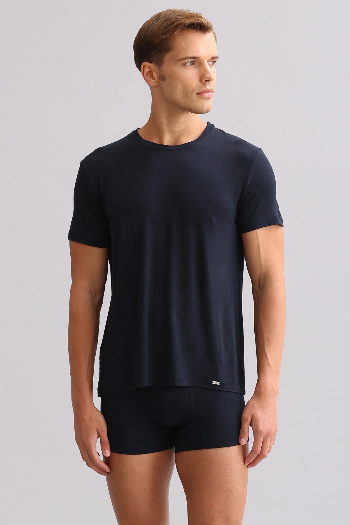 Mısırlı BAMBU ZEUS LUXURY Regular Fit Bisiklet Yaka Fanila / T-Shirt Lacivert