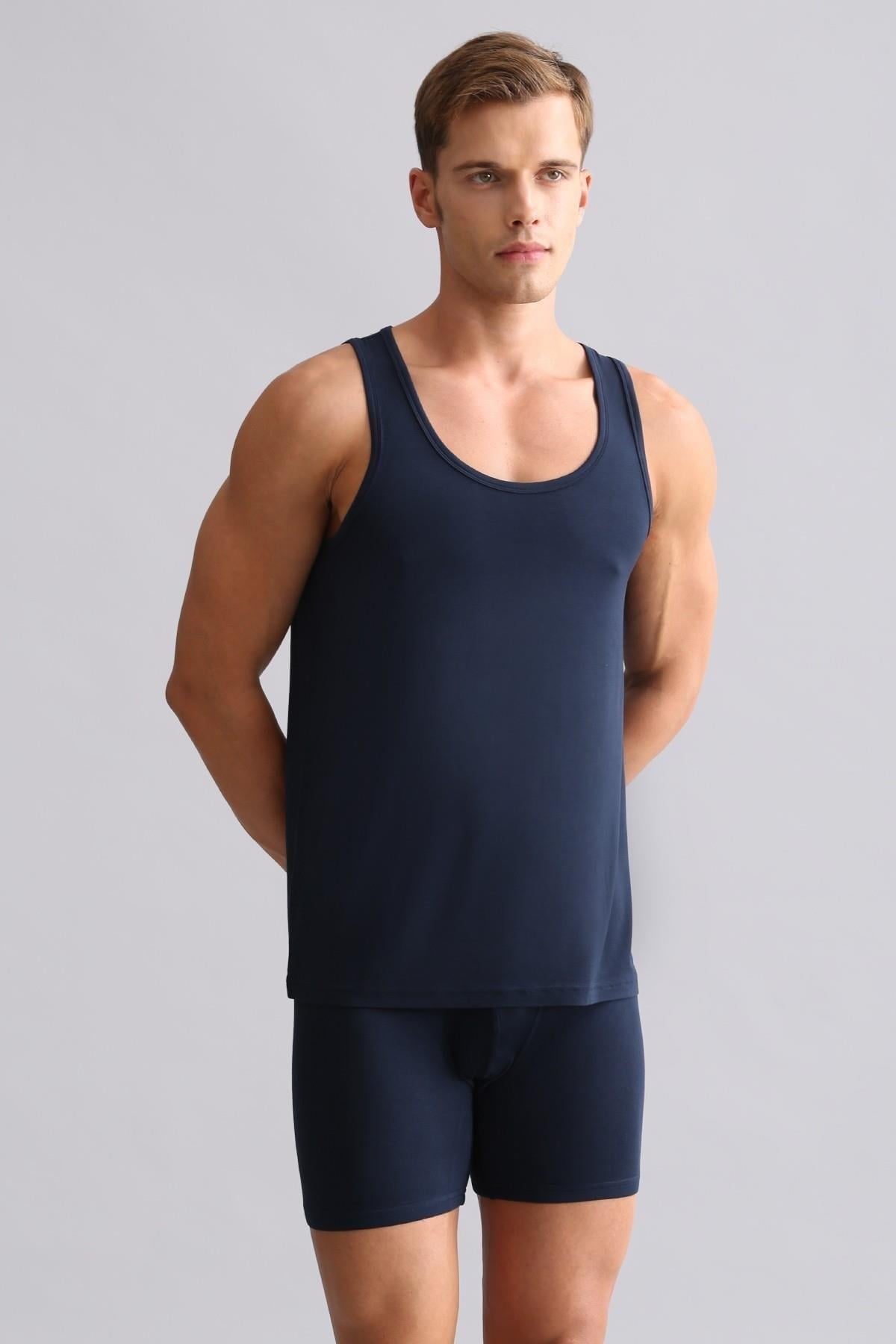 Mısırlı BAMBU ZEUS Regular Fit Basic Atlet / T-Shirt Lacivert