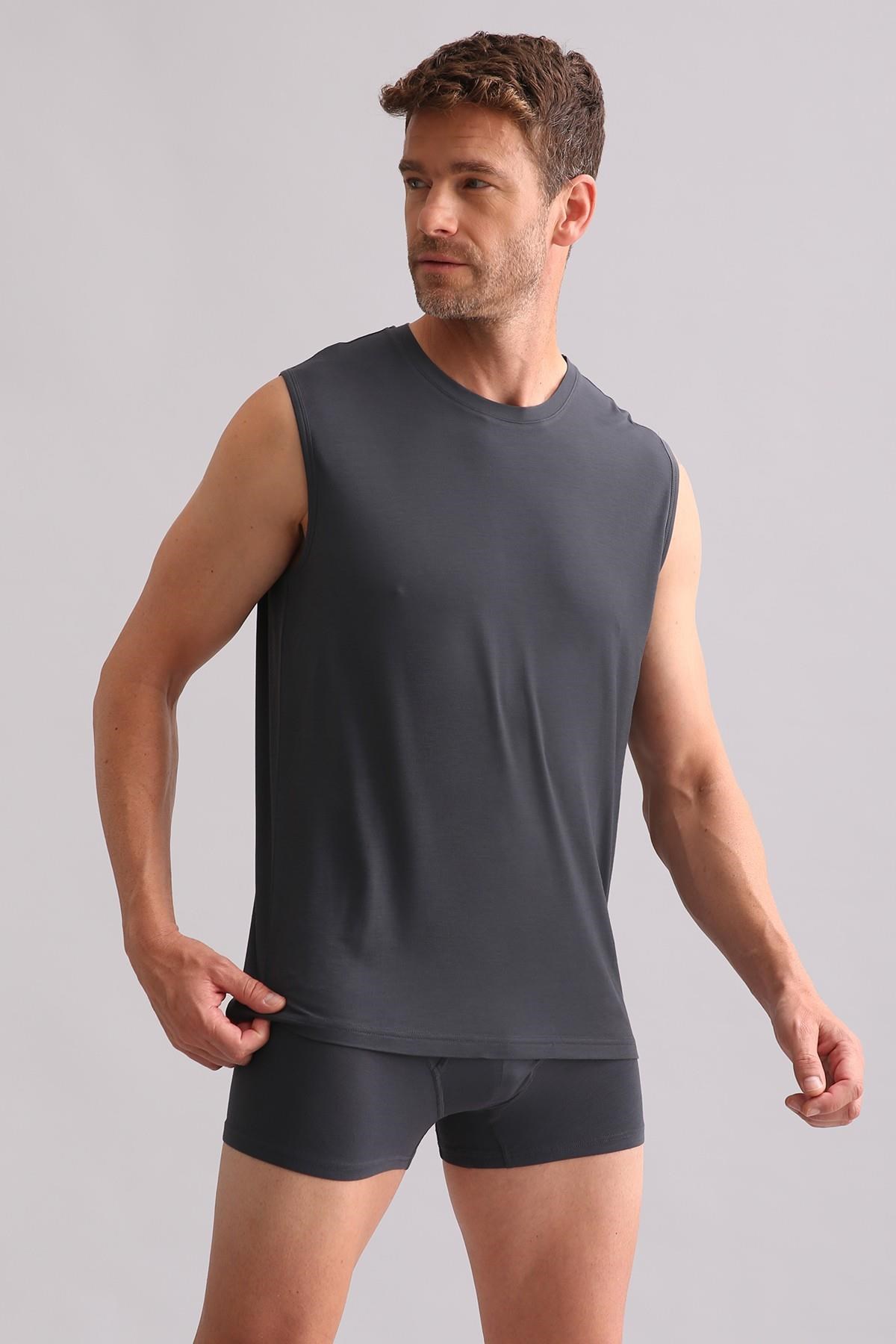 Mısırlı BAMBU ZEUS Regular Fit Bisiklet Yaka Sporcu Atlet / T-Shirt Antrasit