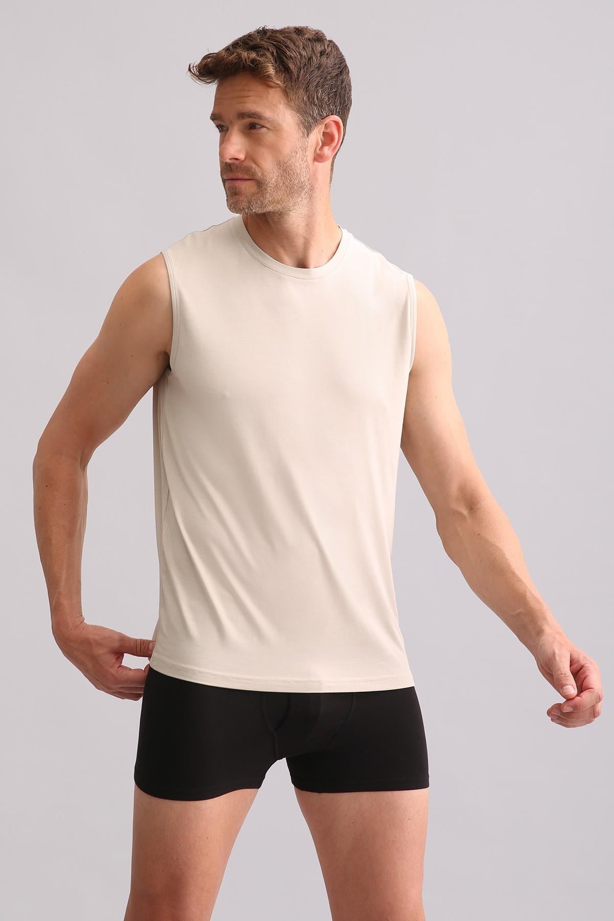 Mısırlı BAMBU ZEUS Regular Fit Bisiklet Yaka Sporcu Atlet Toprak Bej