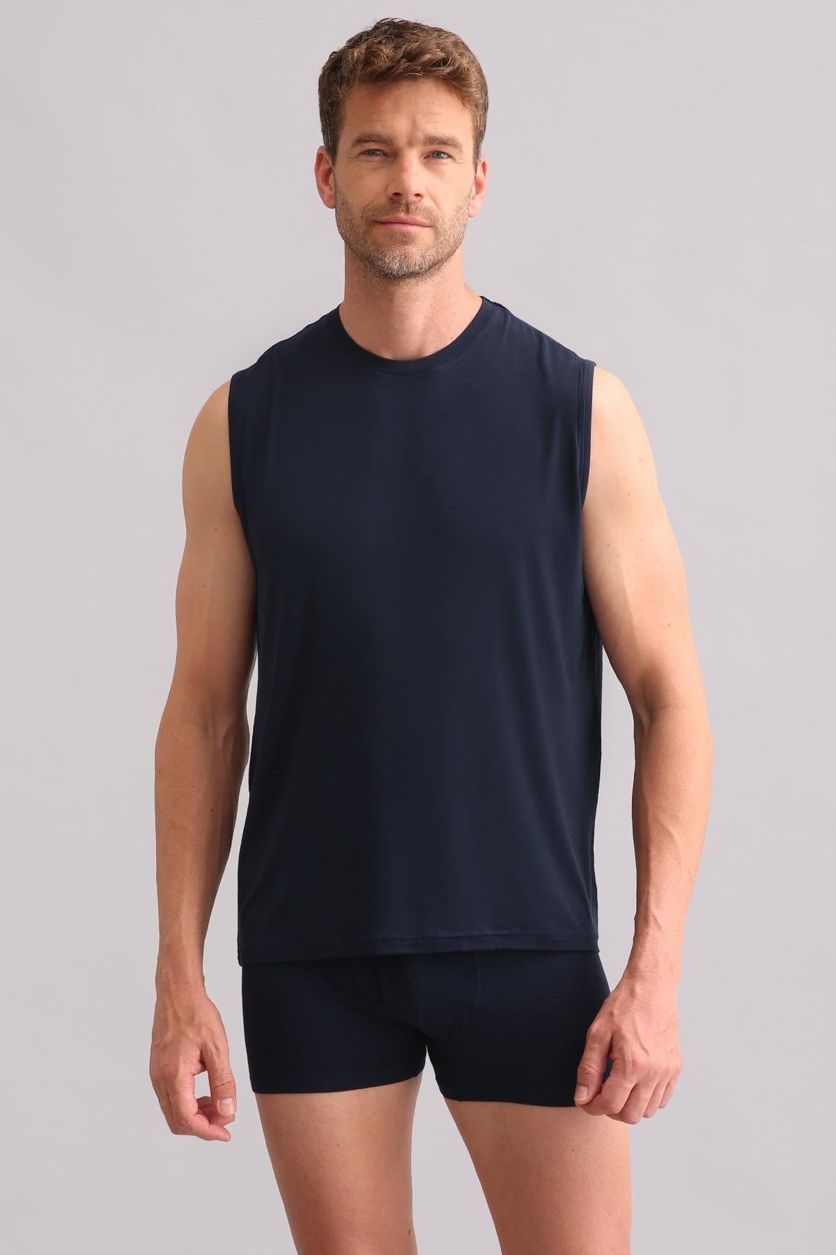 Mısırlı BAMBU ZEUS Regular Fit Bisiklet Yaka Sporcu Atlet / T-Shirt Lacivert