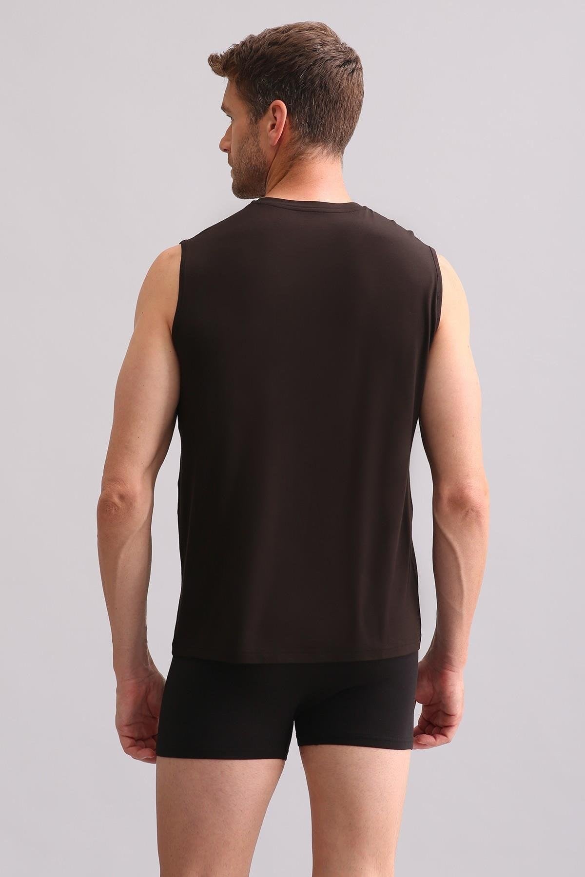 Mısırlı BAMBU ZEUS Regular Fit Bisiklet Yaka Sporcu Atlet Kahverengi