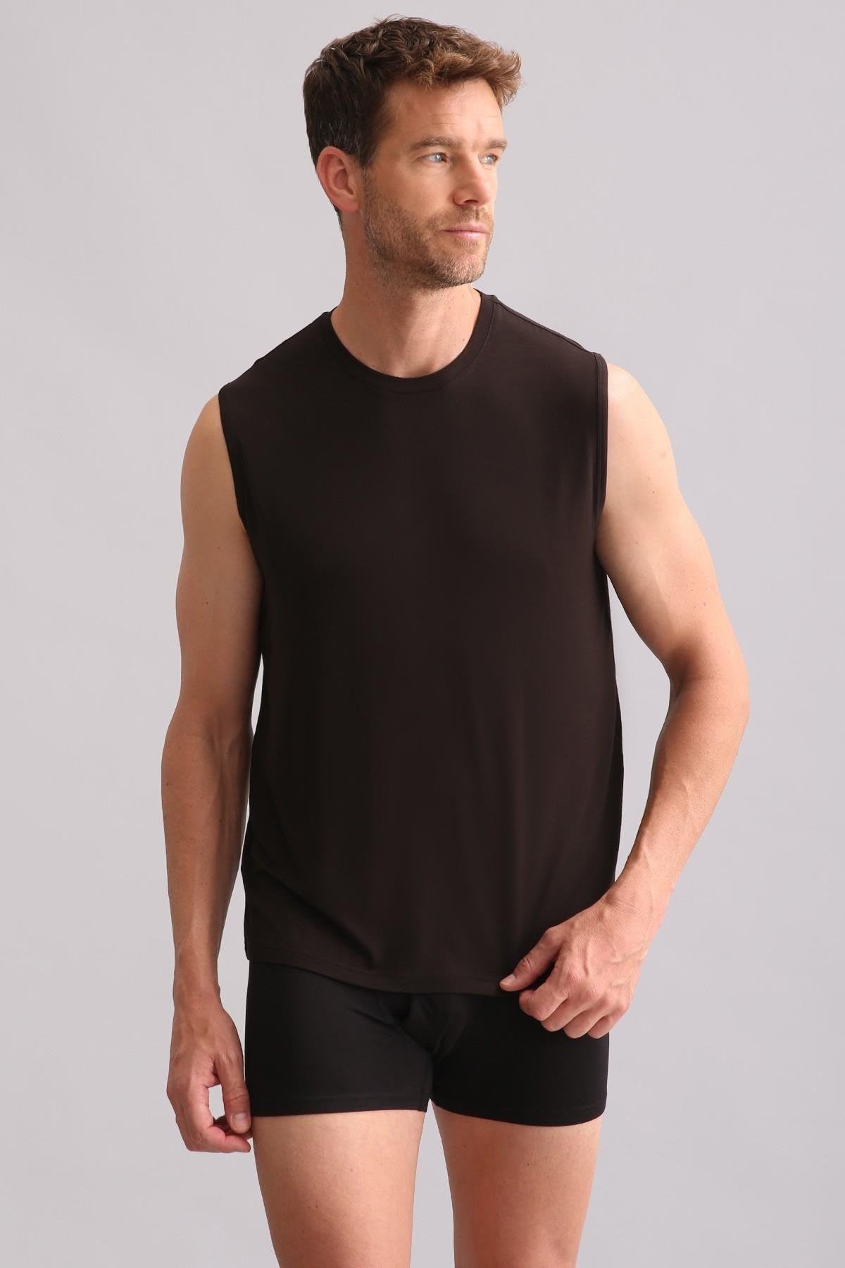 Mısırlı BAMBU ZEUS Regular Fit Bisiklet Yaka Sporcu Atlet Kahverengi