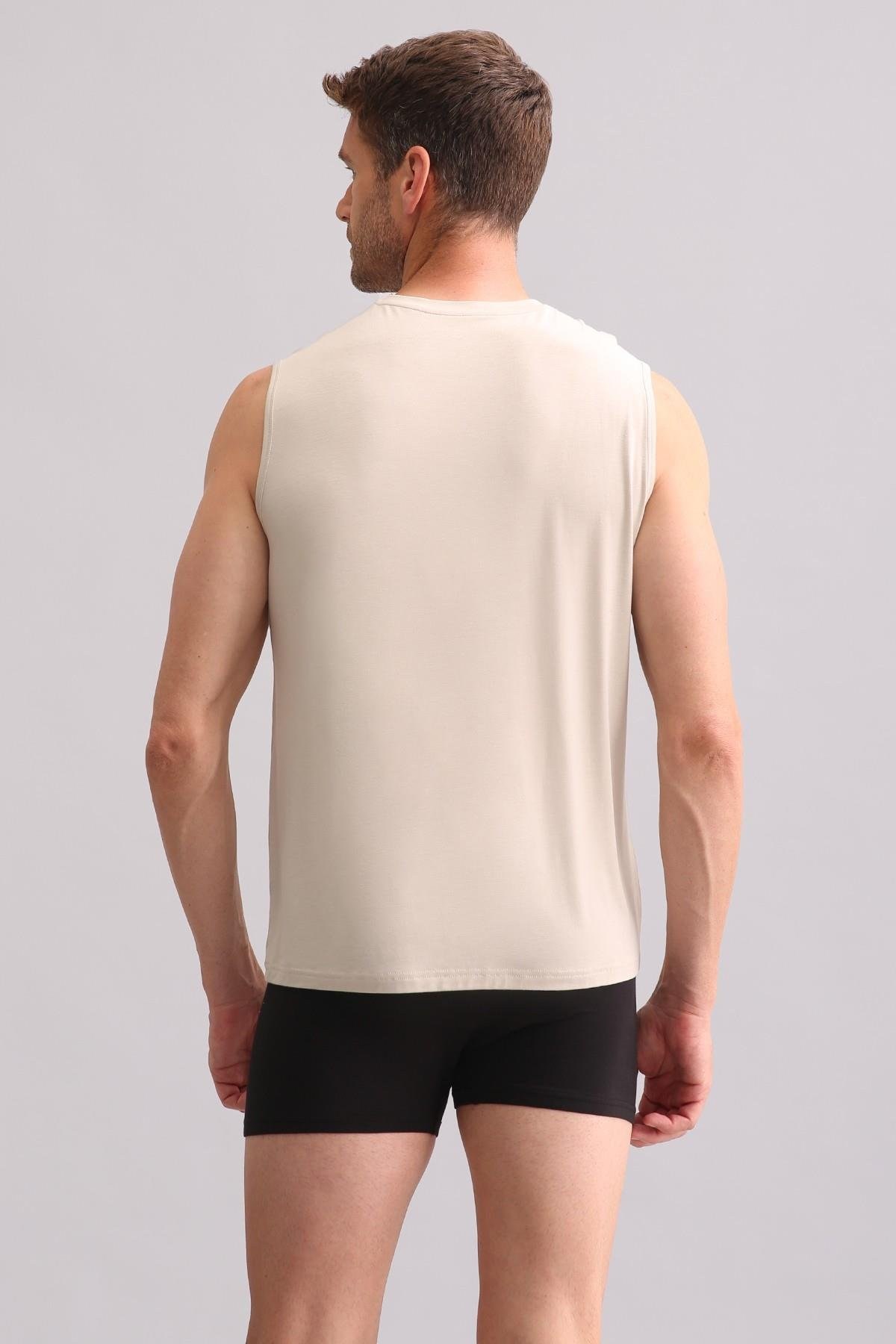 Mısırlı BAMBU ZEUS Regular Fit Bisiklet Yaka Sporcu Atlet Toprak Bej