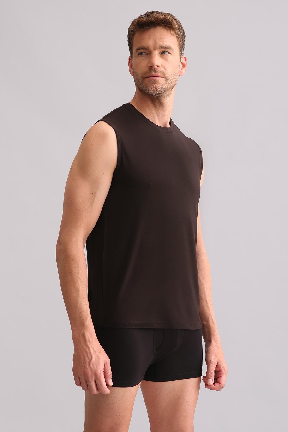 Mısırlı BAMBU ZEUS Regular Fit Bisiklet Yaka Sporcu Atlet Kahverengi