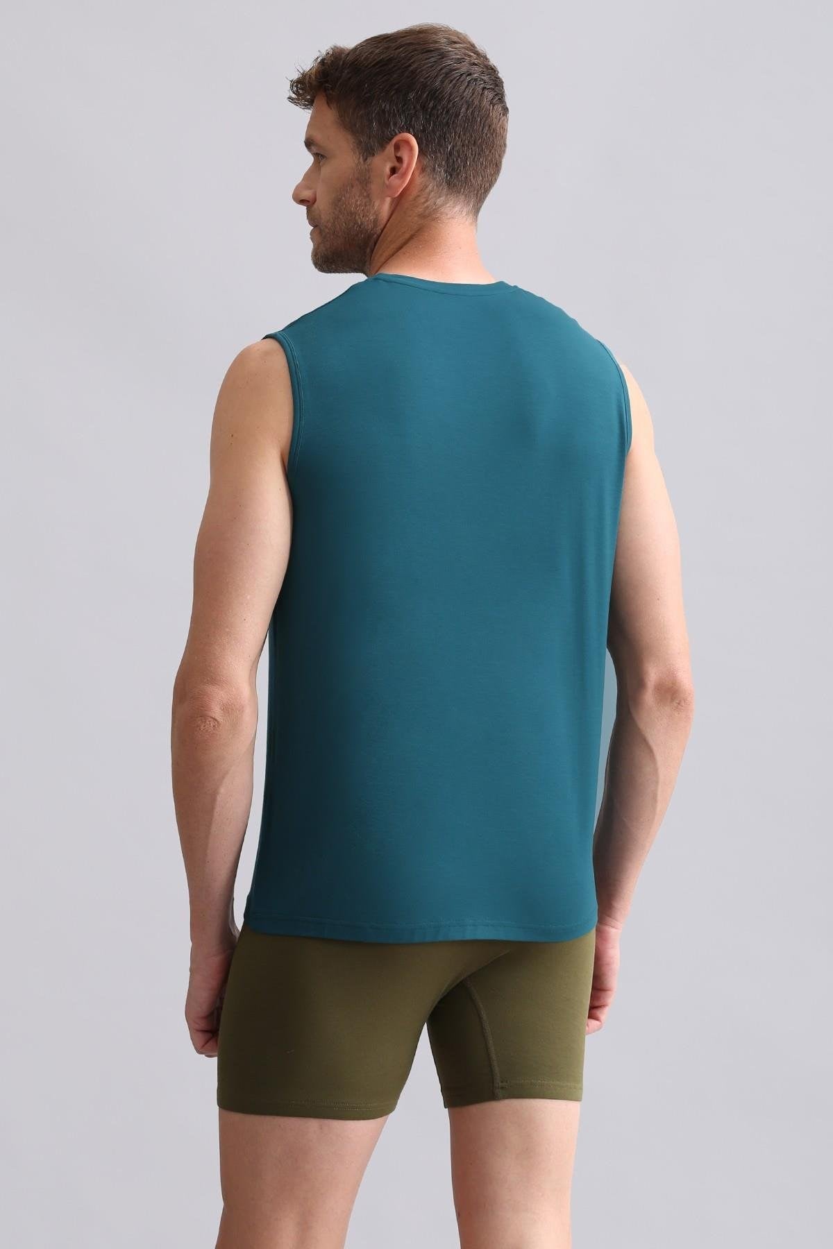 Mısırlı BAMBU ZEUS Regular Fit V Yaka Sporcu Atlet Fit Green