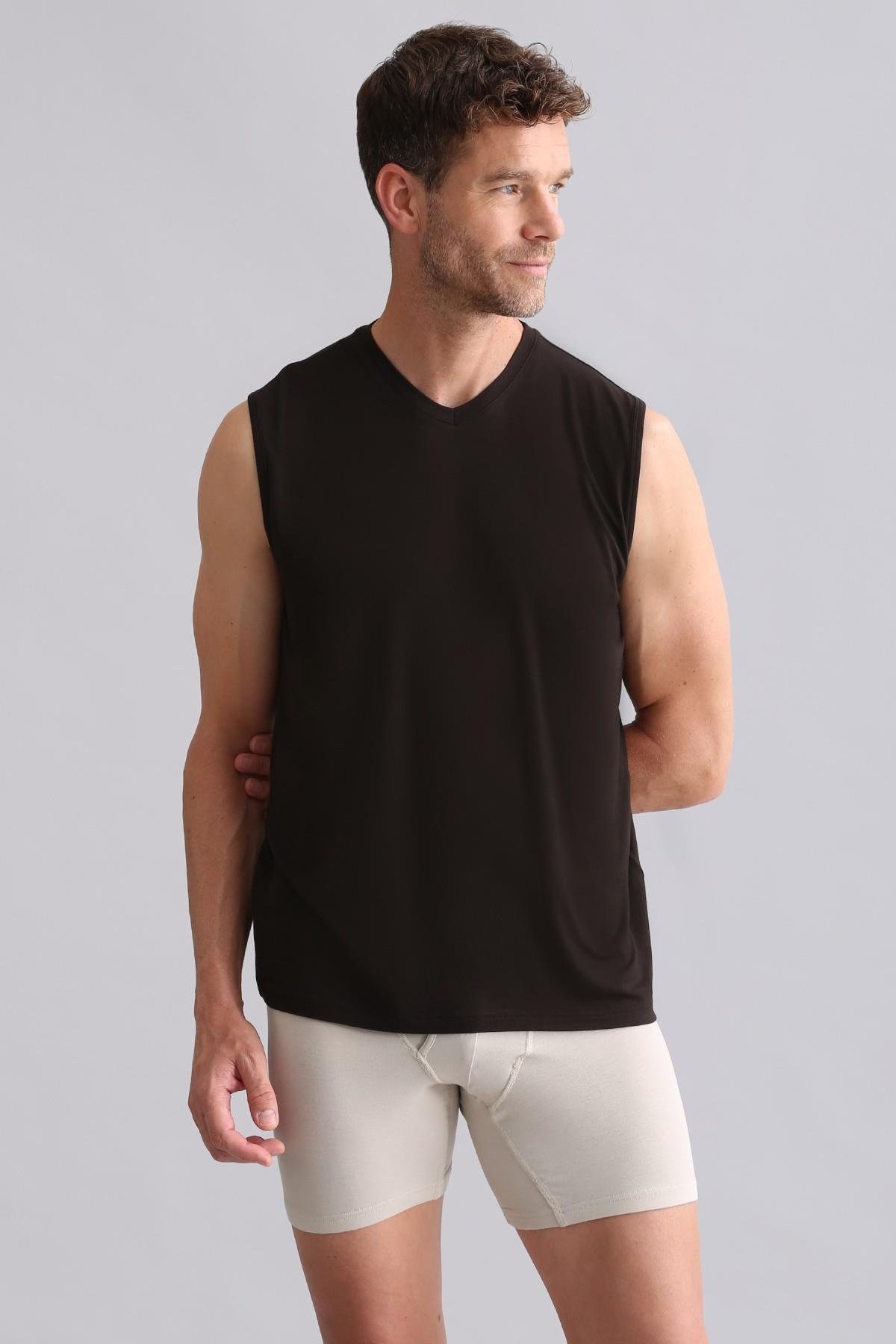 Mısırlı BAMBU ZEUS Regular Fit V Yaka Sporcu Atlet Kahverengi