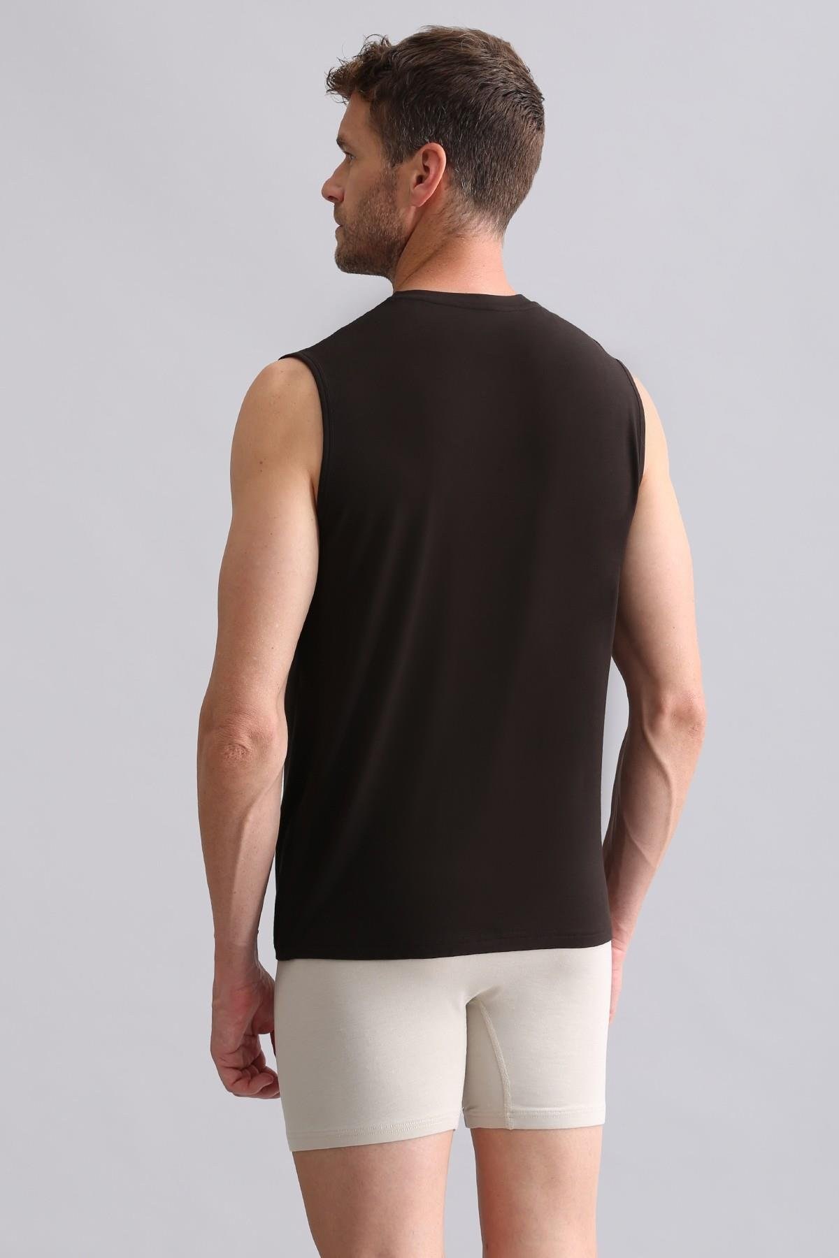Mısırlı BAMBU ZEUS Regular Fit V Yaka Sporcu Atlet Kahverengi