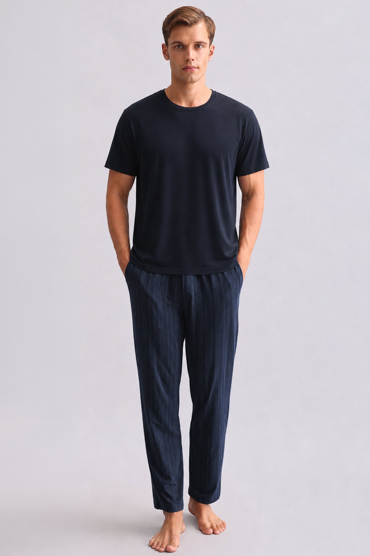 Mısırlı Erkek Bambu Düz Paça Jogger Pantolon Lacivert