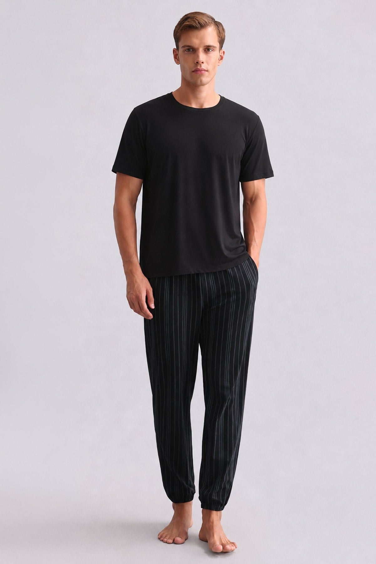Mısırlı Erkek Bambu Paça Lastikli Jogger Pantolon Siyah