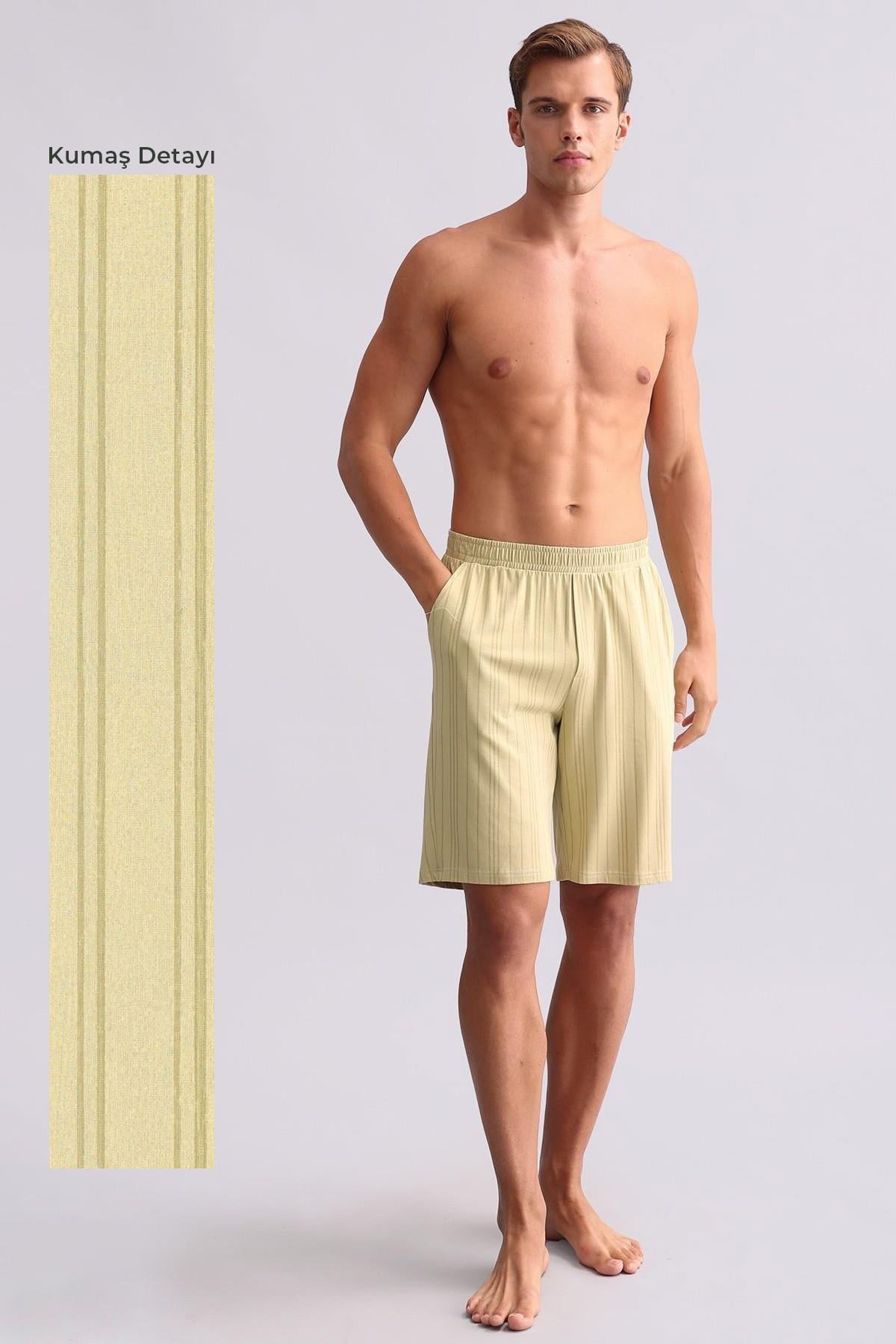 Mısırlı Erkek Bambu Pijama Şort Adaçayı Yeşili