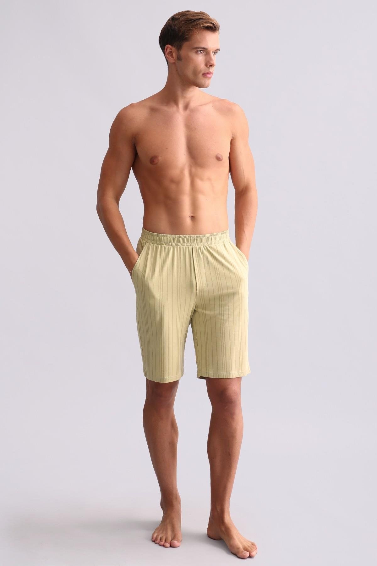 Mısırlı Erkek Bambu Pijama Şort Adaçayı Yeşili